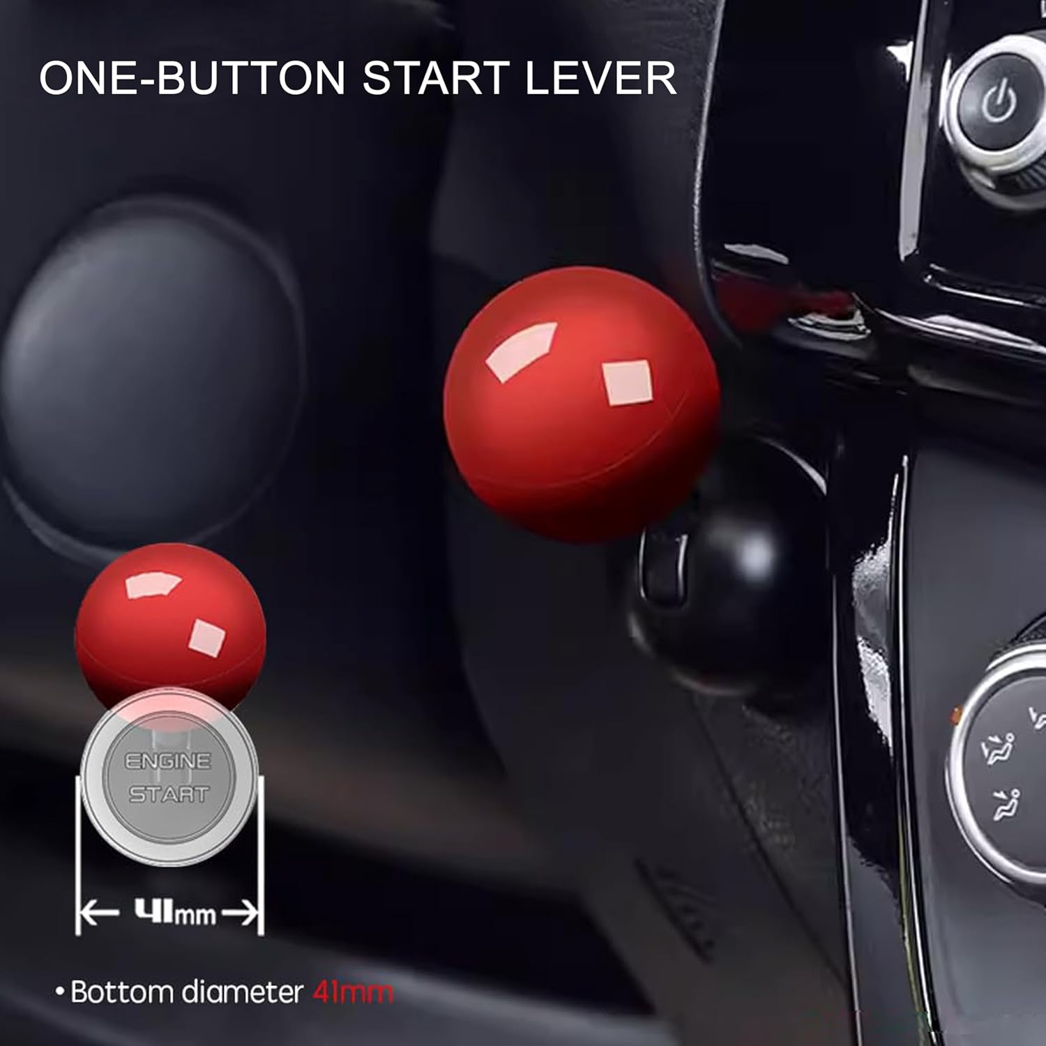 Car Push Start Button Cover, Engine Start/Stop Joystick Ball, Universal Starter Decorative Accessories Red