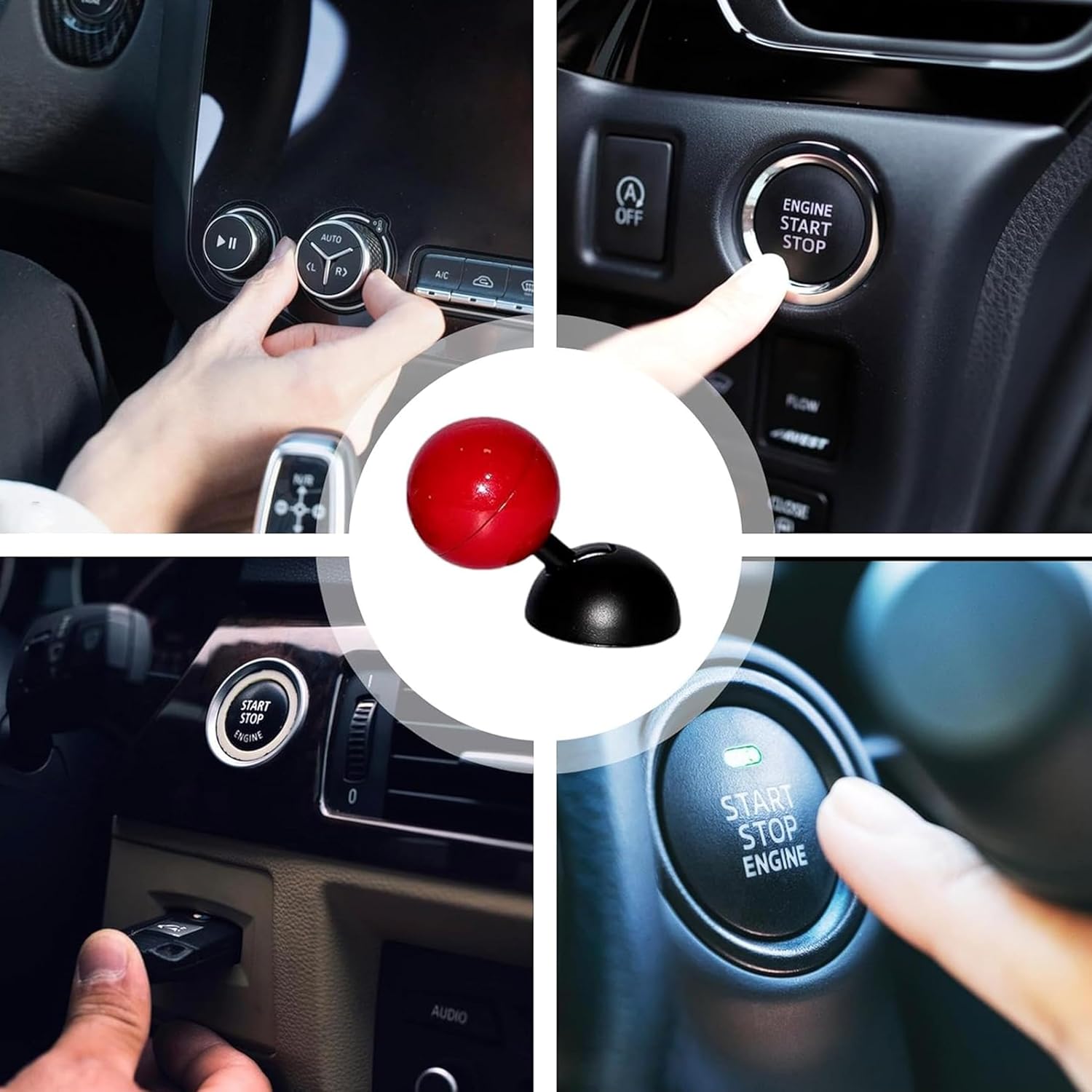 Car Push Start Button Cover, Engine Start/Stop Joystick Ball, Universal Starter Decorative Accessories Red