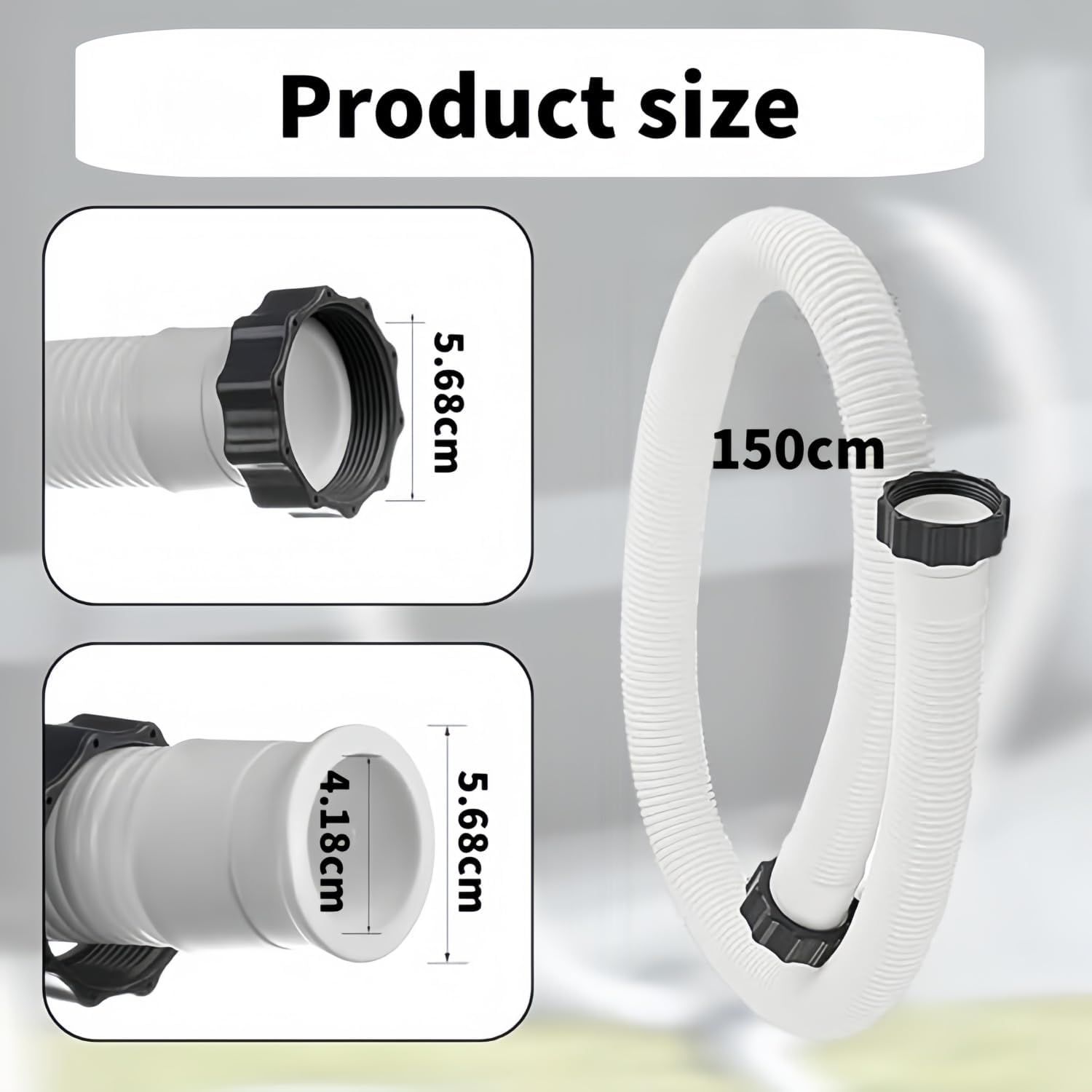1.5" Diameter Pool Pump Replacement Hose Compatible with Intex 1500-2500 GPH Pumps, Sand Filters & Saltwater Systems Heavy-Duty 59" Garden Hose for Above Ground Pools 1-Pack