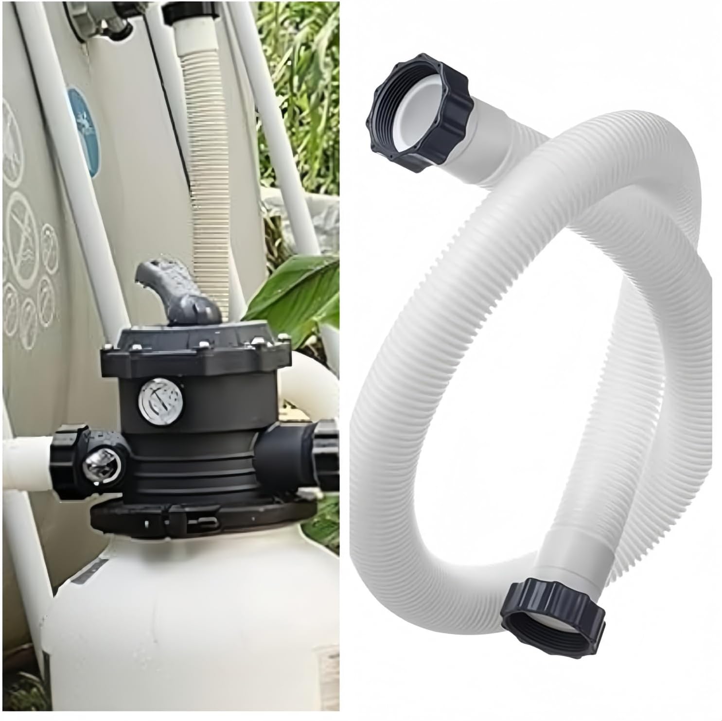 1.5" Diameter Pool Pump Replacement Hose Compatible with Intex 1500-2500 GPH Pumps, Sand Filters & Saltwater Systems Heavy-Duty 59" Garden Hose for Above Ground Pools 1-Pack
