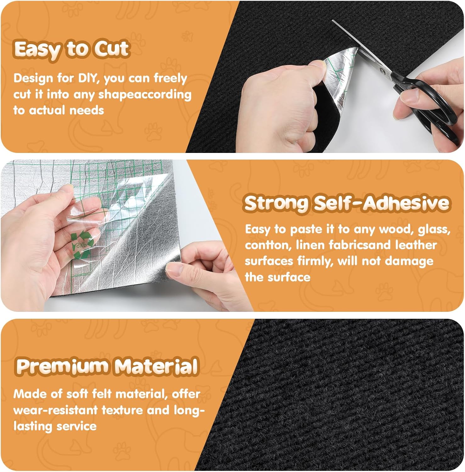 78.7"x15.8" Cat Scratching Mat - Trimmable Self Adhesive DIY Climbing Cat Scratcher Pad Replacement for Cat Tree Shelves and Post Cat Scratch Furniture Light Grey