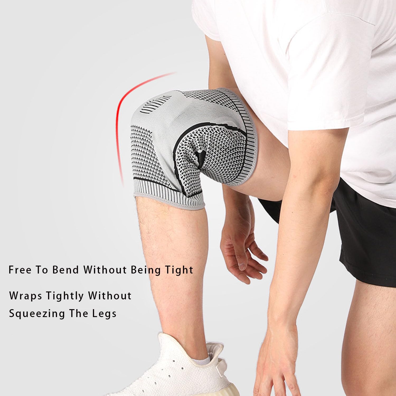 Flexa Knee Sleeve Elite - For Knee Pain | Compression Sleeve With Side Stabilizers, Arthritis & Injury Relief | Men & Women’S Knee Brace For Sports, Running & Meniscus Tears 2, Grey Medium