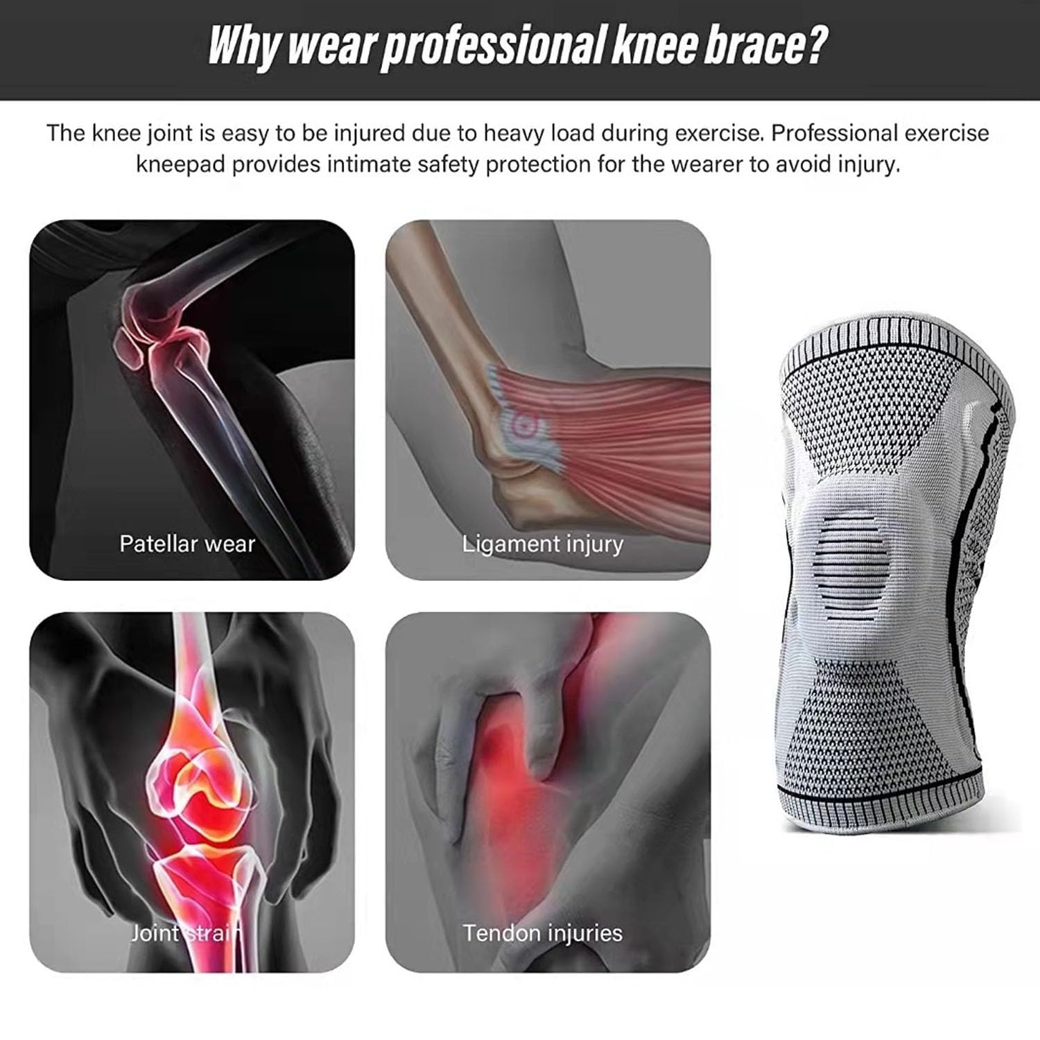 Flexa Knee Sleeve Elite - For Knee Pain | Compression Sleeve With Side Stabilizers, Arthritis & Injury Relief | Men & Women’S Knee Brace For Sports, Running & Meniscus Tears 2, Grey Medium