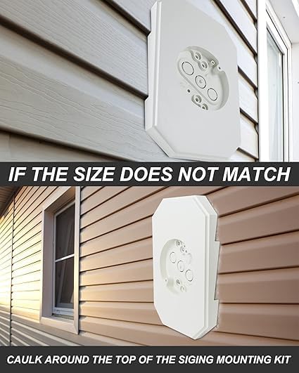 8141DBL Outdoor Mounting Plate kit with Built-in Electrical Box,Outdoor Light Mount Kit for 1/2-inch Lap Double and 4-inch Siding,Siding Light Mounting Block White