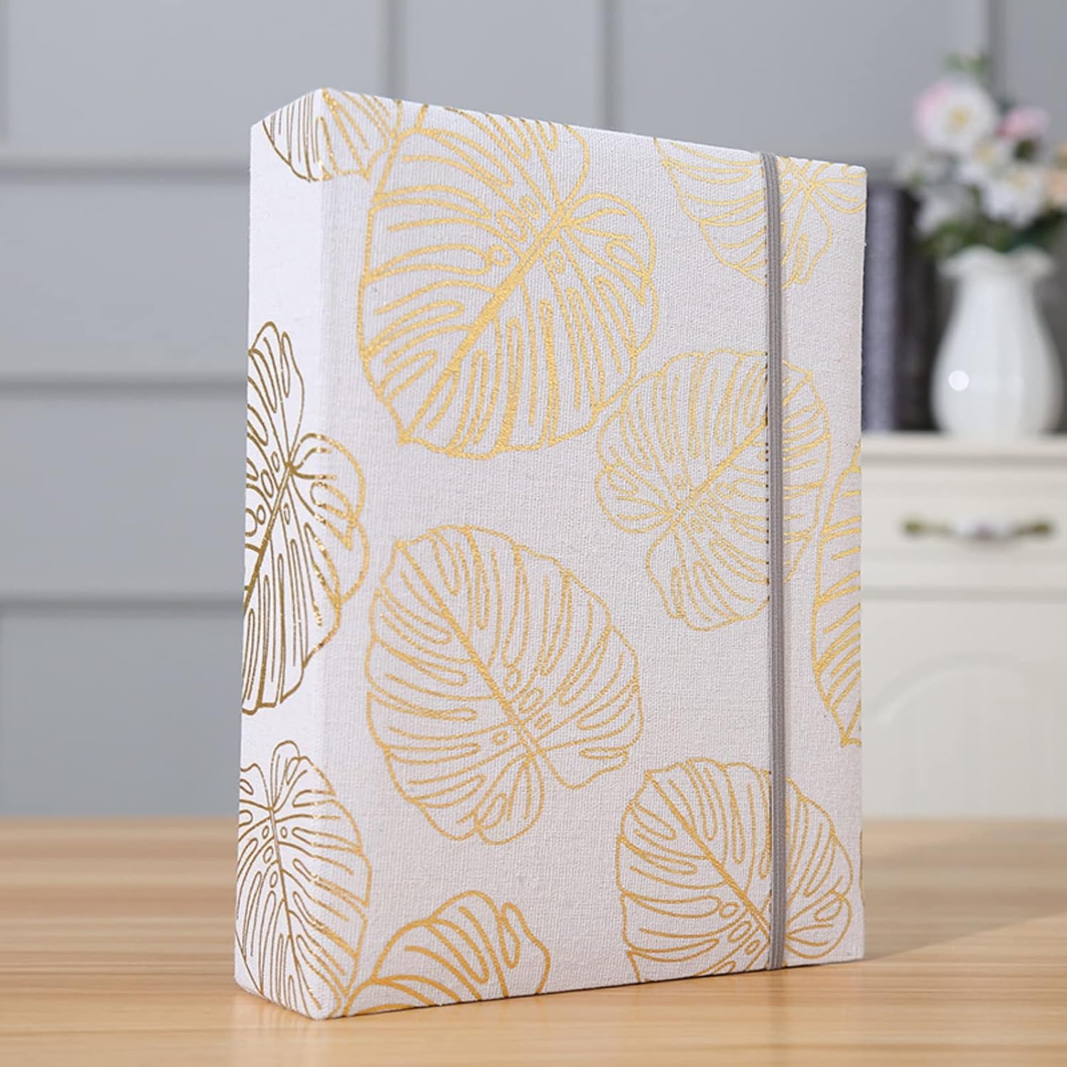 Photo Album 4x6 200 Photos Linen Cover Picture Photo Book for Family Wedding Anniversary Baby Vacation 200 Photos 4x6 , Golden Leaves