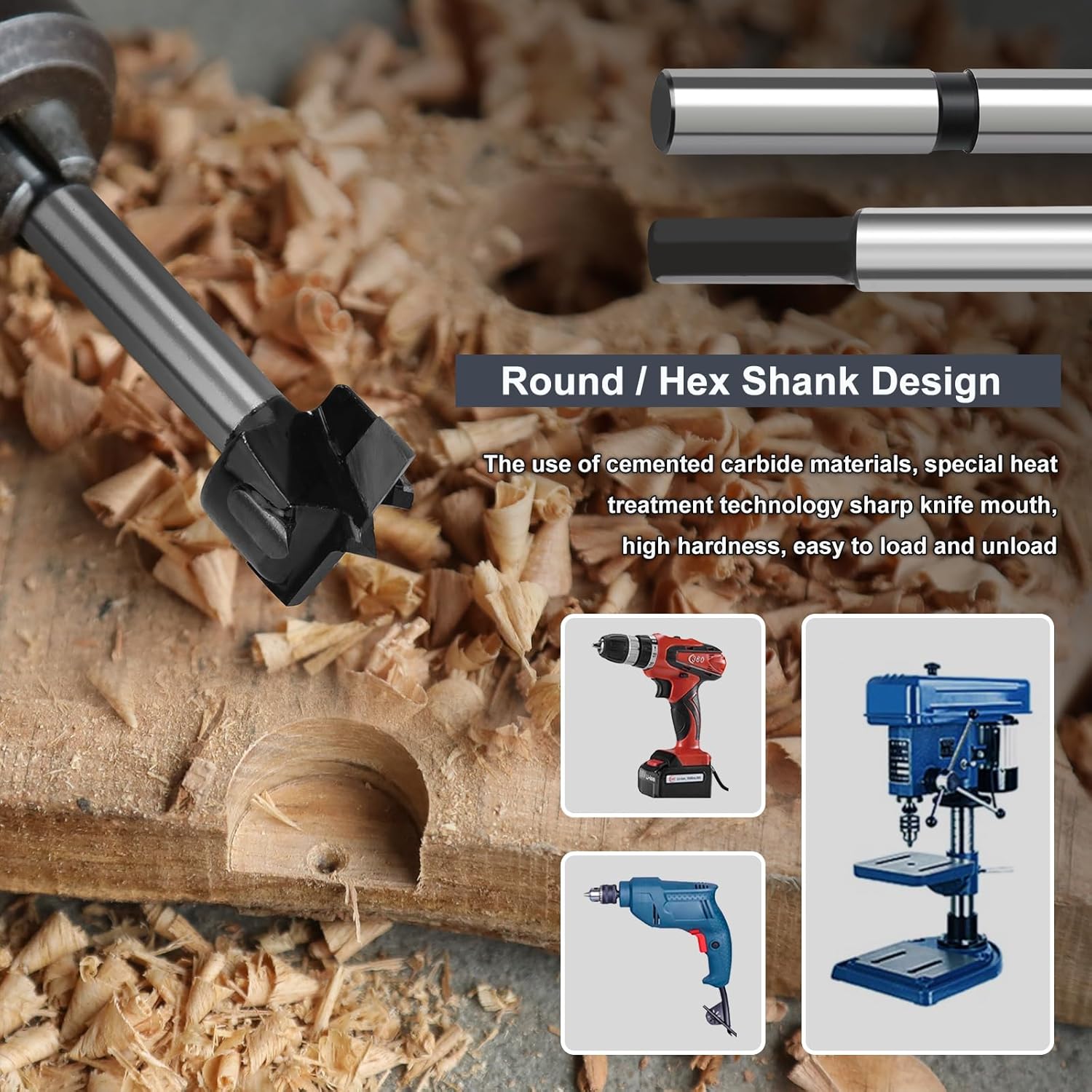 1-3/4" | 45mm Forstner Drill Bit,Tungsten Carbide Tipped - for Hard Wood,Soft Wood Woodworking Hinge Cutter Tool Kits for Veneered Plywood Plastic