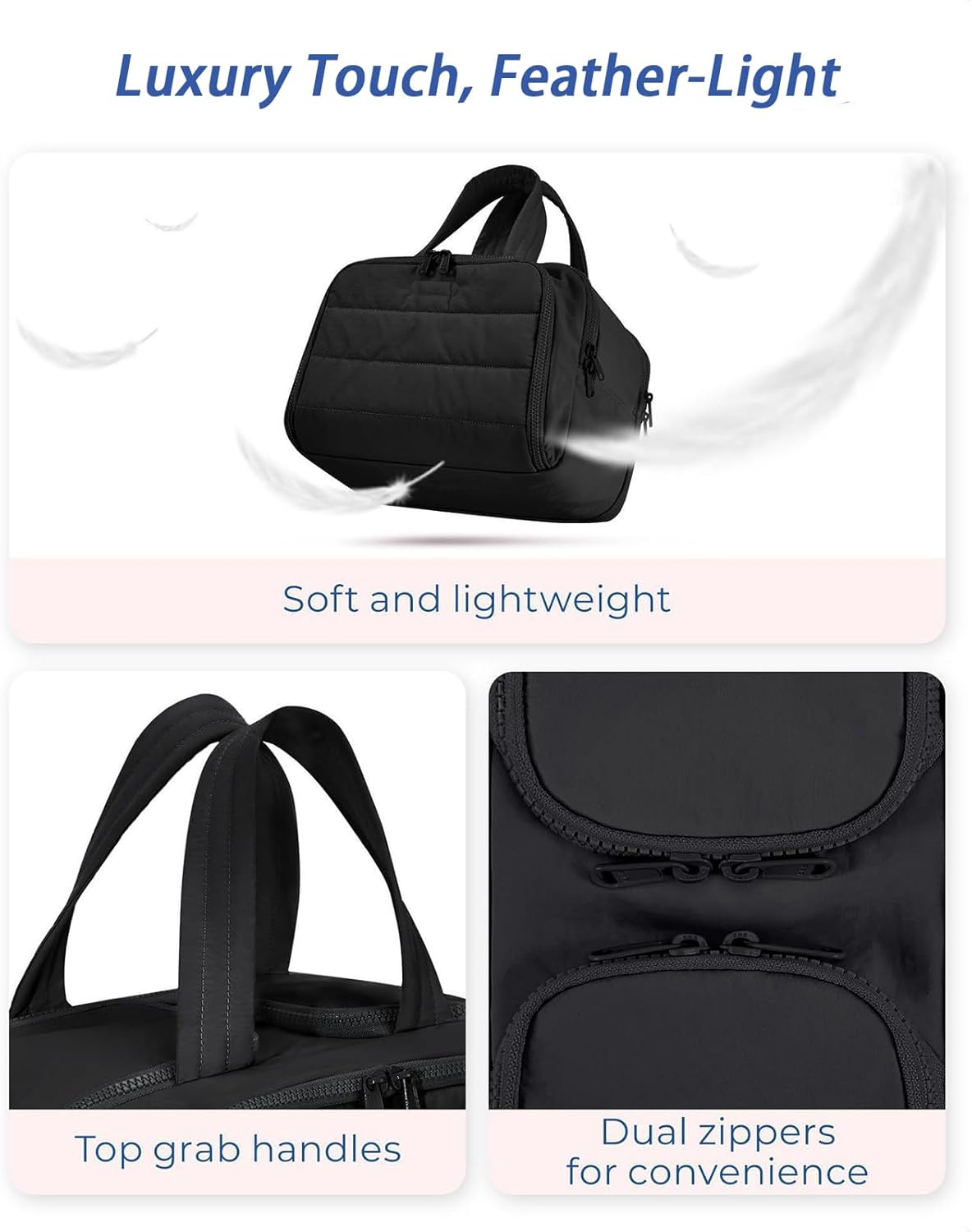 Elouva Toiletry Bag, Elouva Large Capacity Wide-Open Travel Cosmetic Bag, 0.6lb Lightweight Toiletry Bag for Women, Waterproof & Wide Opening Toiletry Organizer for Traveling, Toiletries Rose