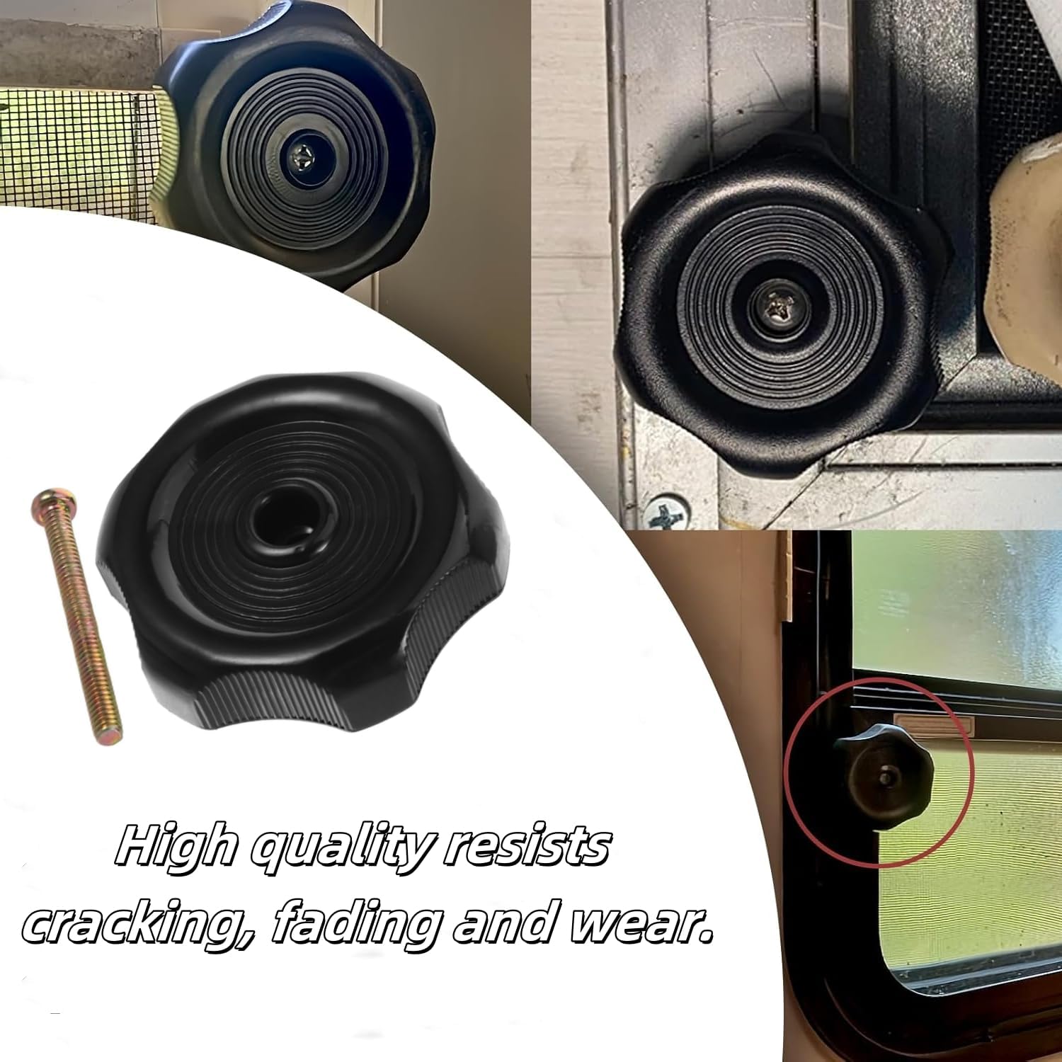 4 Pack RV Window Crank Replacement & Vent Knob, Camper Trailer Window Hardware Accessories 1" Shaft, 2-1/4" Diameter with Screws & Screwdriver, Interior RV Parts. 4