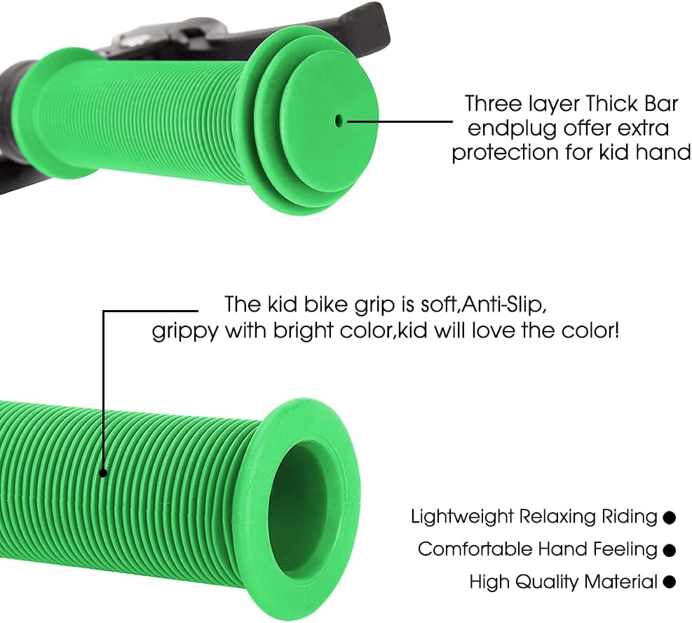 Kids Bike Grips - Kid Bicycle Grips Handlebar 22.2mm for 12”to 16”Bike with Safe Mushroom Pattern | 105mm Soft Toddler Balance Bike Grips Mini Kick Scooter Tricycle Grips for Boys Girls