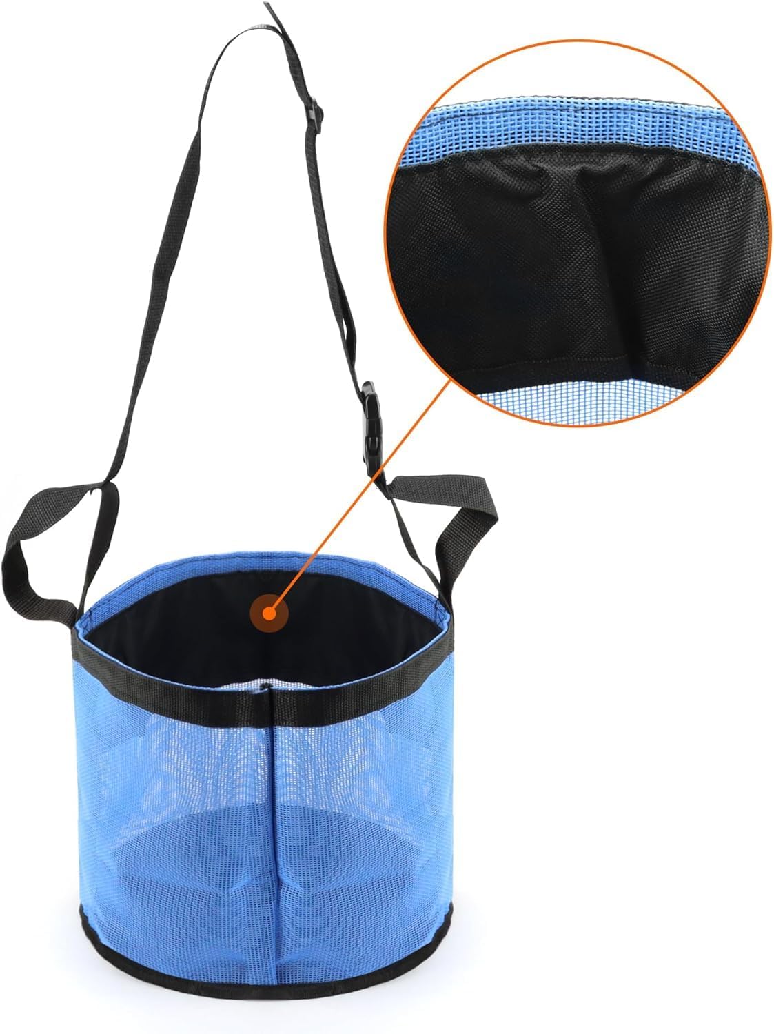 Comfort Breathable Horse Feed Bag, Mesh Feed Bucket, Mesh Designed Feeding Bag with Adjustable Strap and Waterproof Bottom, Horse Feeder Bag Storage, for Horse Feeding Supplies Muzzle Feed 2 Black