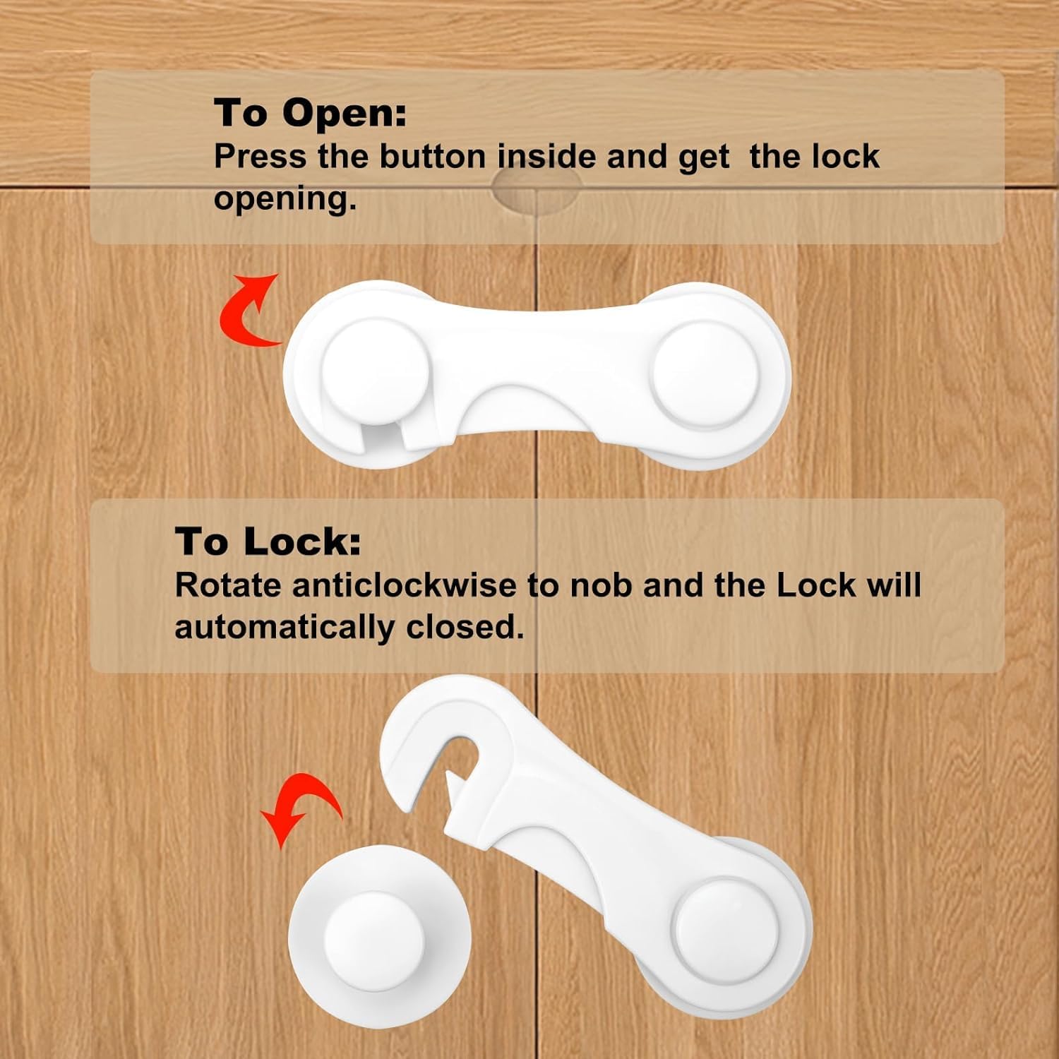 Child Safety Cabinet Locks 10 Pack Cabinet Door Locks with Adhesive for Baby Proof Childproof Safety Locks for Drawer Cupboards Fridge Closet and Pantry