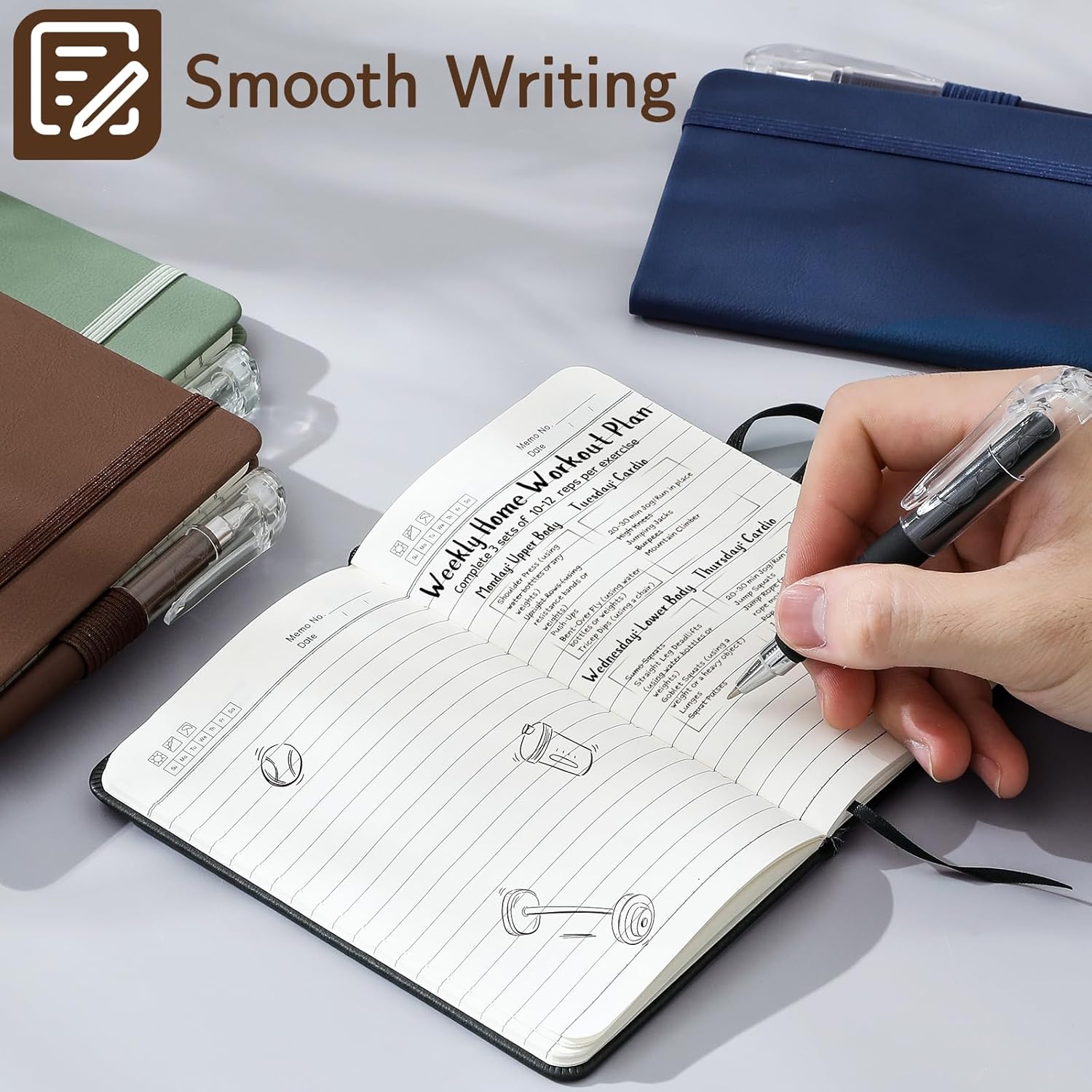 4 Pack Small Notebook Pocket Notebook, A6 Mini Leather Hardcover Journal, 3.7" X 5.7", 416 Pages Note Pads, Black, Green, Brown, Blue Blue, Grown -