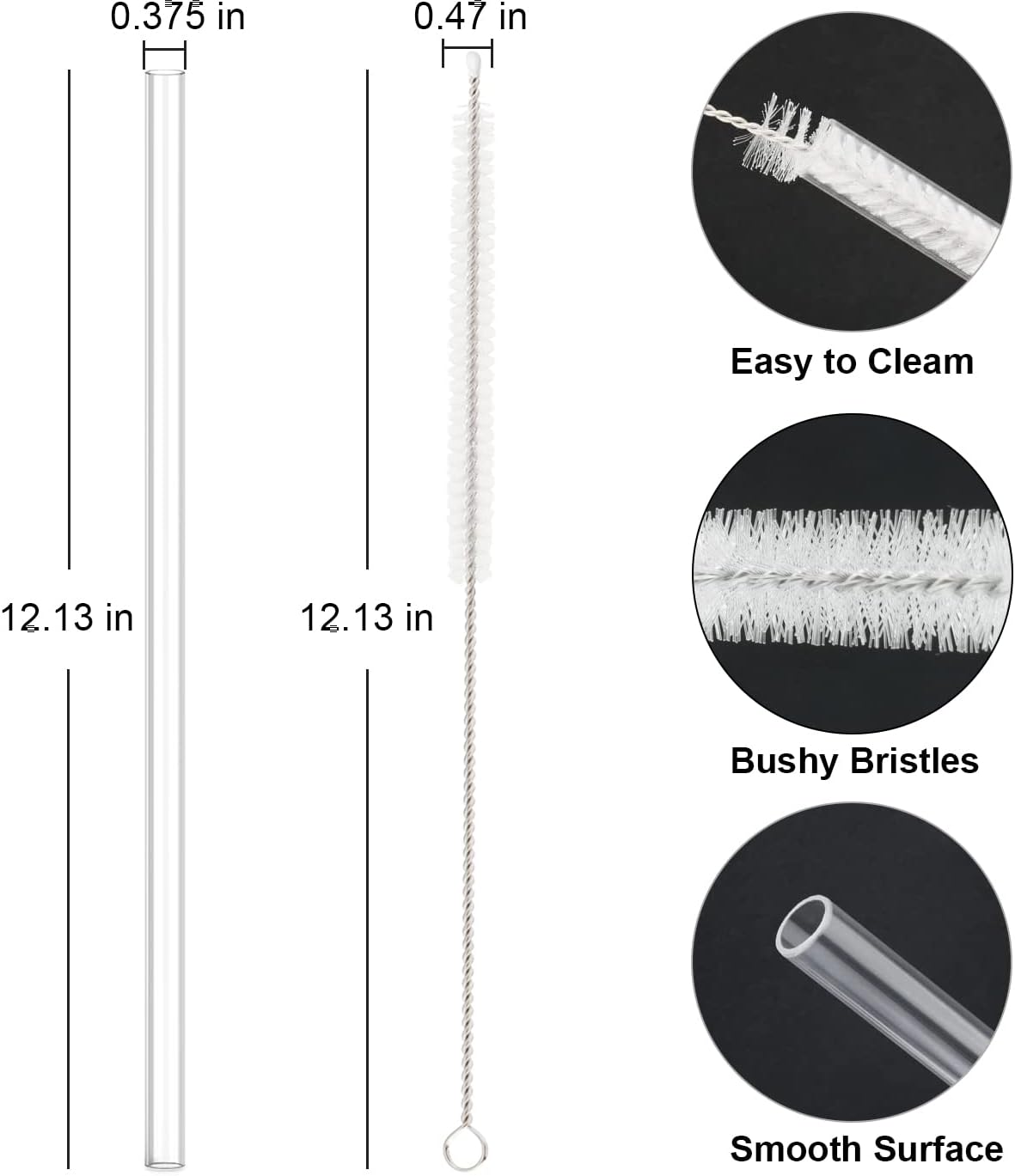 10 Pack Straw Replacement for Stanley 40 oz 64 Adventure Quencher Travel Tumbler Cup, Reusable Straws with Cleaning Brush Compatible Cup Accessories -