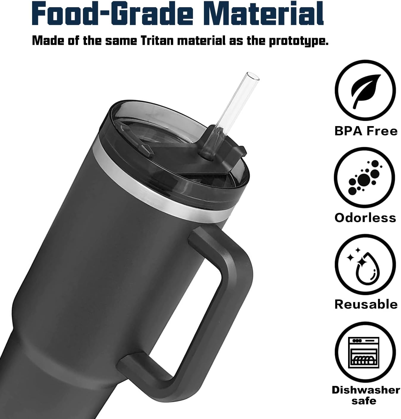10 Pack Straw Replacement for Stanley 40 oz 64 Adventure Quencher Travel Tumbler Cup, Reusable Straws with Cleaning Brush Compatible Cup Accessories -