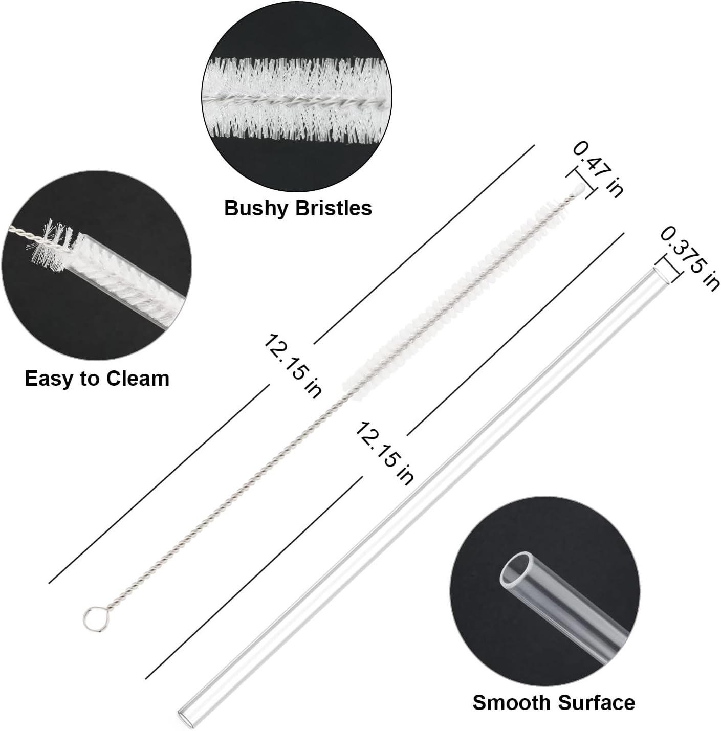 10 Pcs Replacement Straws Compatible with Stanley 30 oz Cup Tumbler, Reusable Plastic Cleaning Brush for Adventure Travel Tumbler 10.4inch Long -