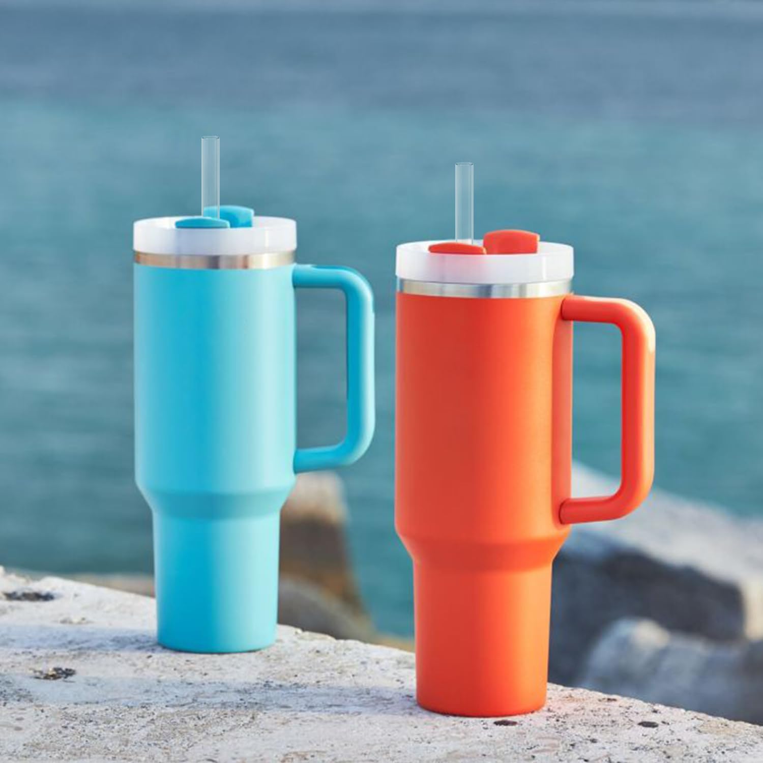 10 Pcs Replacement Straws Compatible with Stanley 30 oz Cup Tumbler, Reusable Plastic Cleaning Brush for Adventure Travel Tumbler 10.4inch Long -