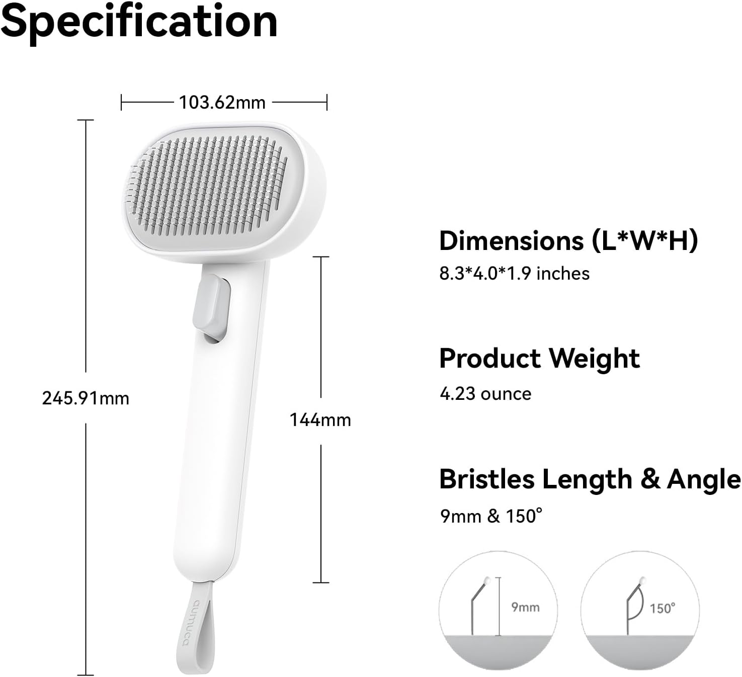 Cat Brush for Shedding, Brushes Indoor Cats, Long or Short Haired Grooming Comb Kitten Rabbit Massage Removes Loose Fur White -