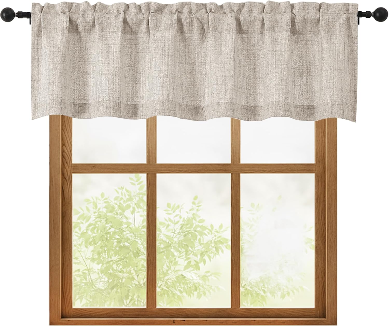 Linen Valances for Windows 1 Pcs, Light Filtering Textured Farmhouse Short Small Valance Curtains Bathroom Basement Living Room Bedroom, Rod Pocket Half Over Sink, 60Wx14L Inch 60"W x 14"L Pack of 1
