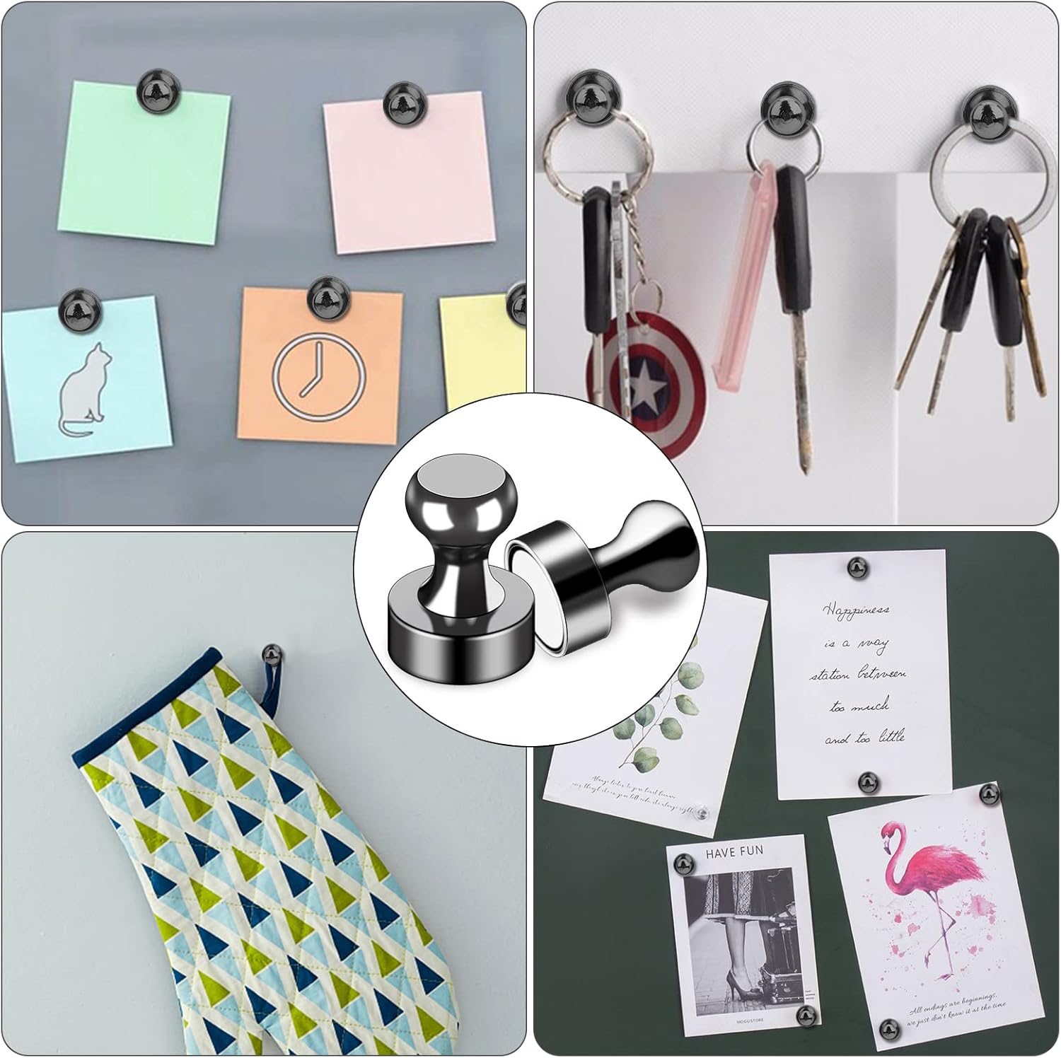 Fridge Magnets 12Pcs Refrigerator Whiteboard Small Strong Magnet Classroom Kitchen Accessories Decorative Locker Set Decor Must Haves Office Calendar Refrigerador Magnetic Cute Crafts Black 12 pcs