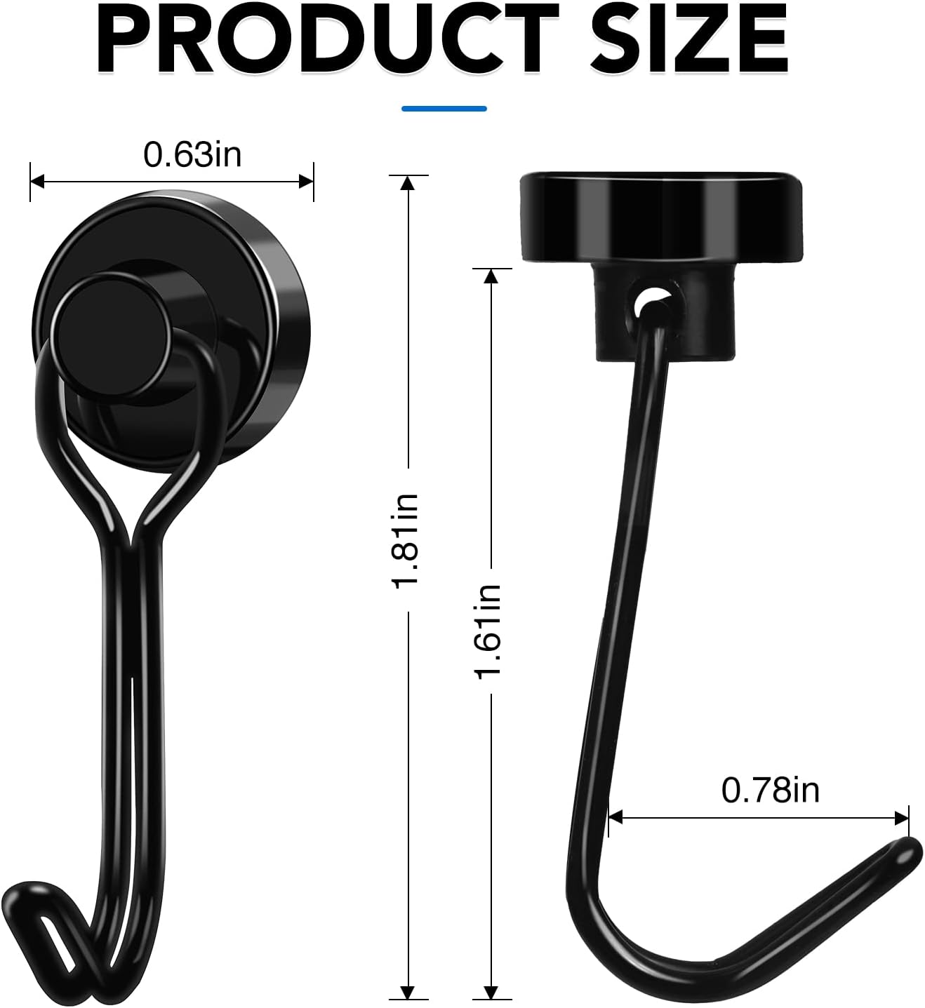 Hooks, 30lbs+ Magnetic Magnet Hook 2026 Cruise Cabin Ship Essentials Heavy Duty Strong Refrigerator Fridge Hanging for Classroom Beach Vacation Kitchen Grills Home Mug Hanger 6 Pack Black 0.63in x