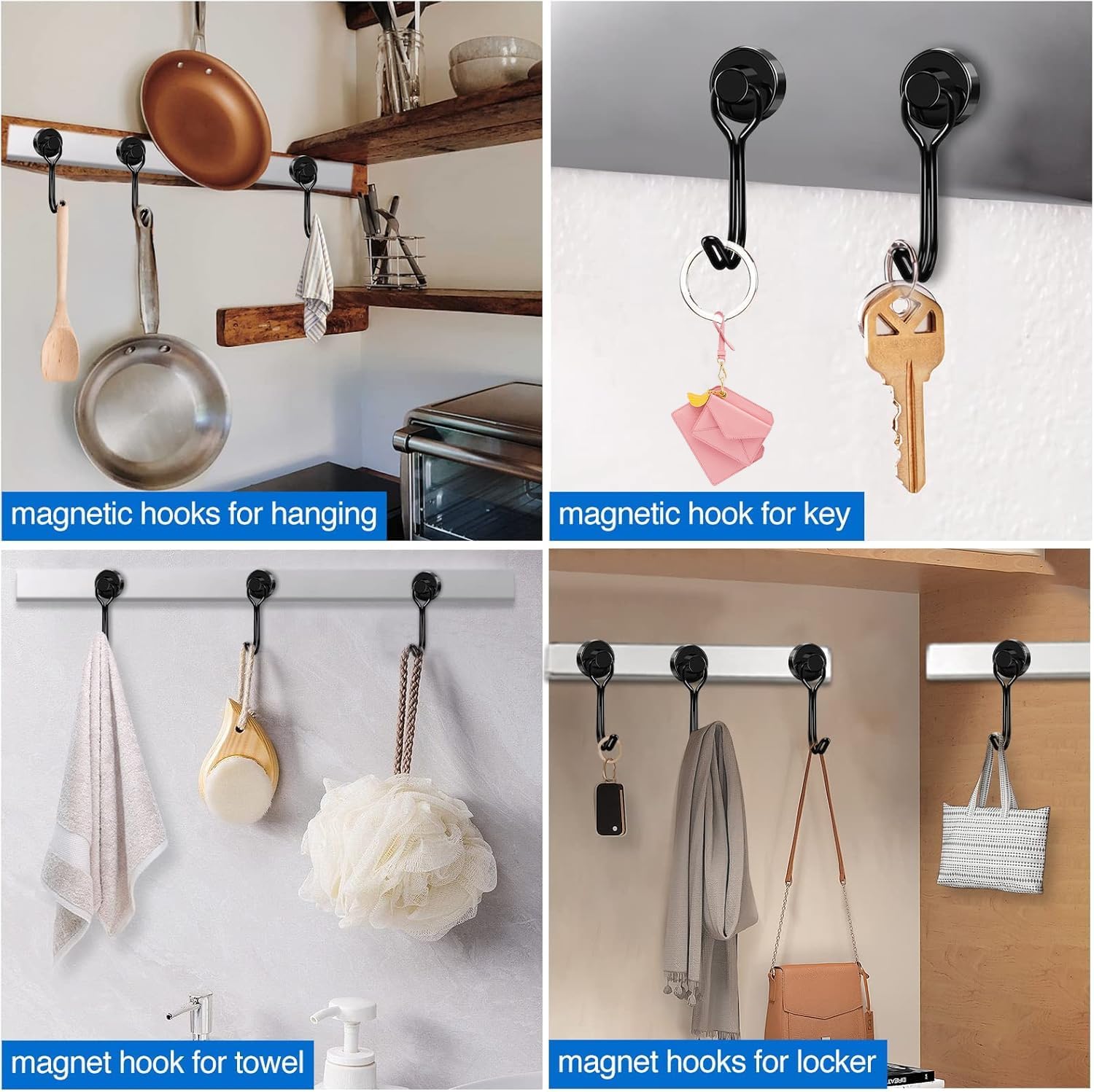 Hooks, 30lbs+ Magnetic Magnet Hook 2026 Cruise Cabin Ship Essentials Heavy Duty Strong Refrigerator Fridge Hanging for Classroom Beach Vacation Kitchen Grills Home Mug Hanger 6 Pack Black 0.63in x