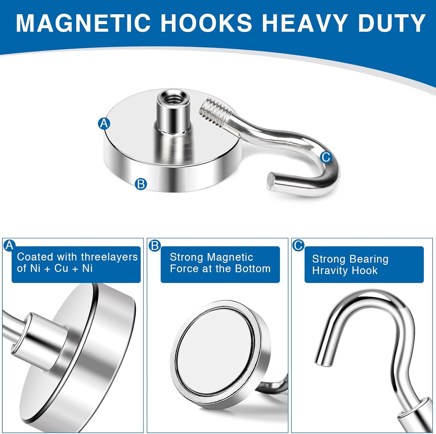 Magnetic Hooks for Cruise Cabins, 130LBS Strong Magnet Heavy Duty Essentials 2026, Powerful Magnets Door Decoration, Metal Ship Walls, Ceiling- 6 Pcs Silver 1.26in x 1.34in