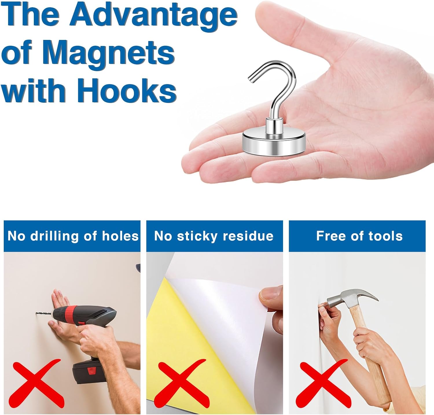 Magnetic Hooks for Cruise Cabins, 130LBS Strong Magnet Heavy Duty Essentials 2026, Powerful Magnets Door Decoration, Metal Ship Walls, Ceiling- 6 Pcs Silver 1.26in x 1.34in