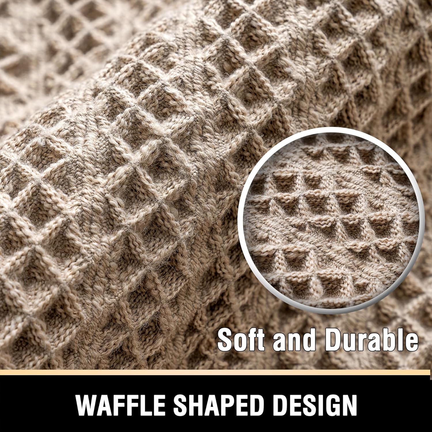 Waffle Bath Mat Super Absorbent Boho Non Slip Rugs for Bathroom Floor Machine Washable Dry Fast with Tassels 47 x 17 Plus 24 Inches, Irish Cream Cream 47" 17" 24"