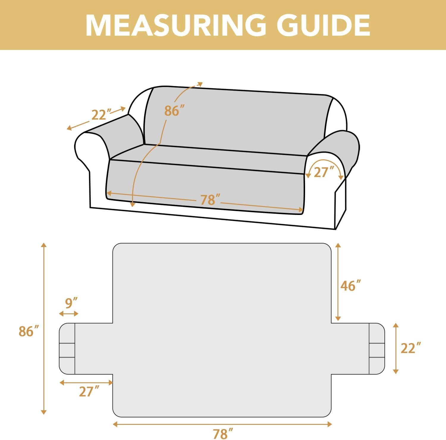 100% Waterproof Couch Cover for 3 Cushion Sofa Washable Pet Friendly with Elastic Straps Thick Durable Storage Pocket XL Sofa, Beige Beige 78"-X-Large