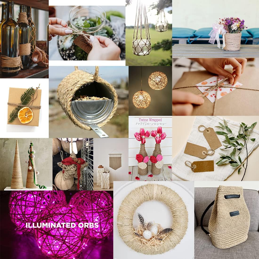 PerkHomy Natural Jute Twine 600 Feet Long String for Crafts Gift Wrapping Packing Gardening Crochet Knitting Macrame Decor Brown 2mm * 600feet 1/12 In 182M