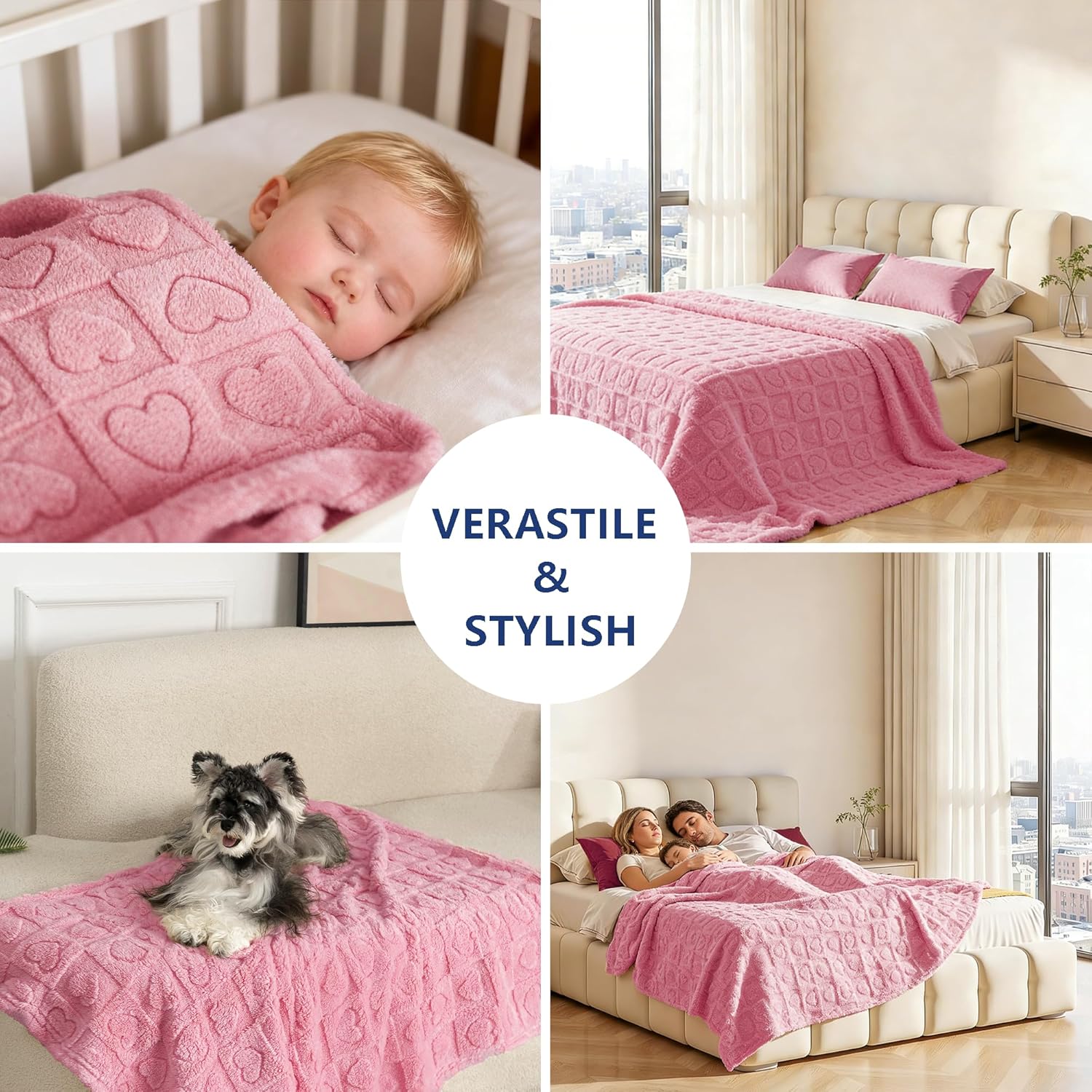 Pet Blanket for Dogs Cats, Ultra Soft Fuzzy Fleece 300GSM, Washable Small Dog Blanket, Premium Plush Puppy Bed Cover Couch, Calming Cat Crate Mat Pink, 25x35 Pink 25x35"