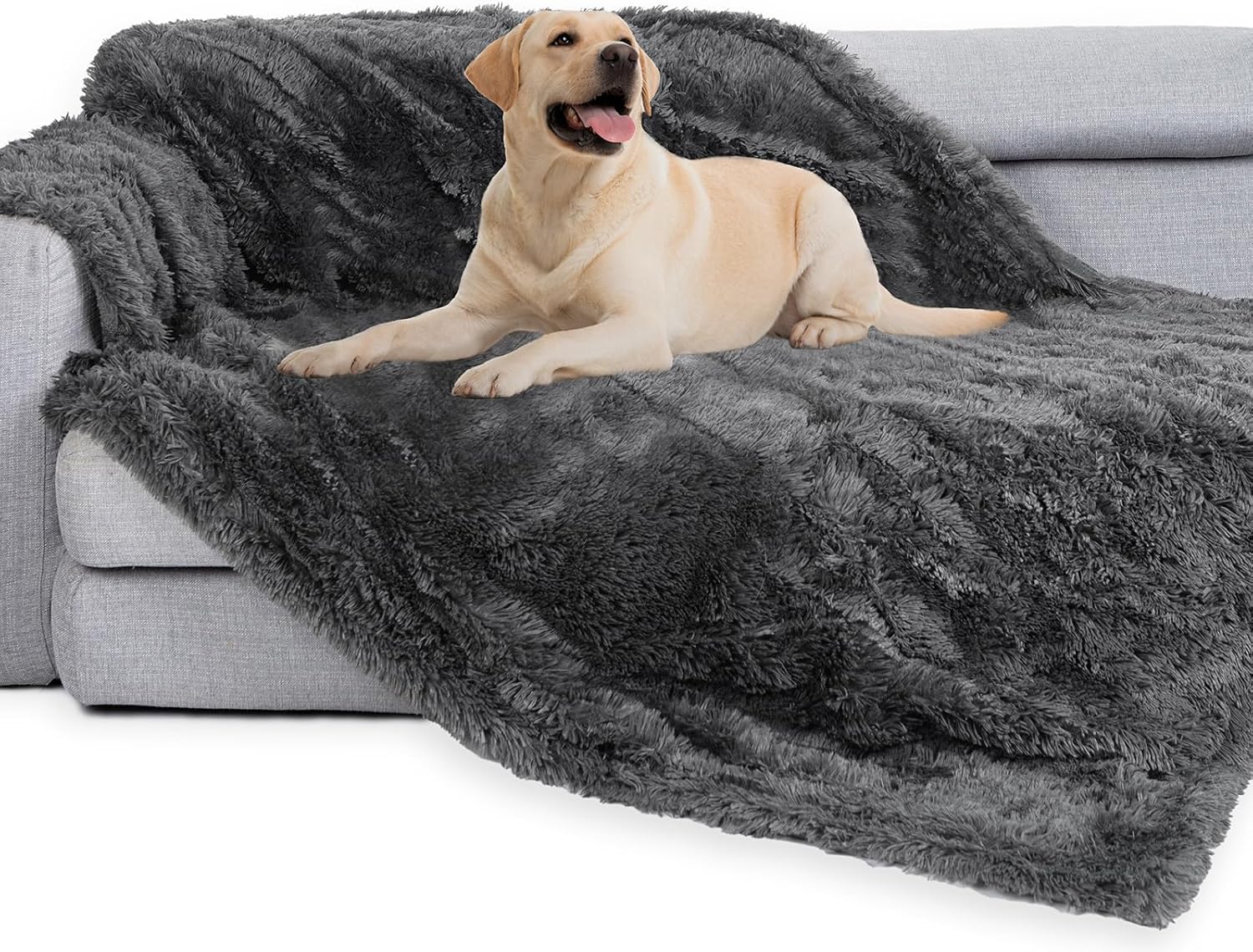 Waterproof Dog Blanket for Couch & Furniture Protection - Super Soft Reversible Throw Large Dogs Cats, Calming Washable Fur Sherpa Pet 50x60 Inch, Grey Grey 50x60 Inch Pack of 1