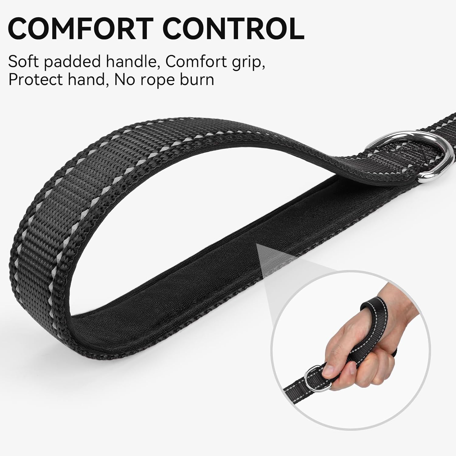 Dog Leash, 6 FT Double-Sided Reflective, Padded Handle Nylon Heavy Duty Leashes for Medium & Large Dogs Walking, Black ft Standard