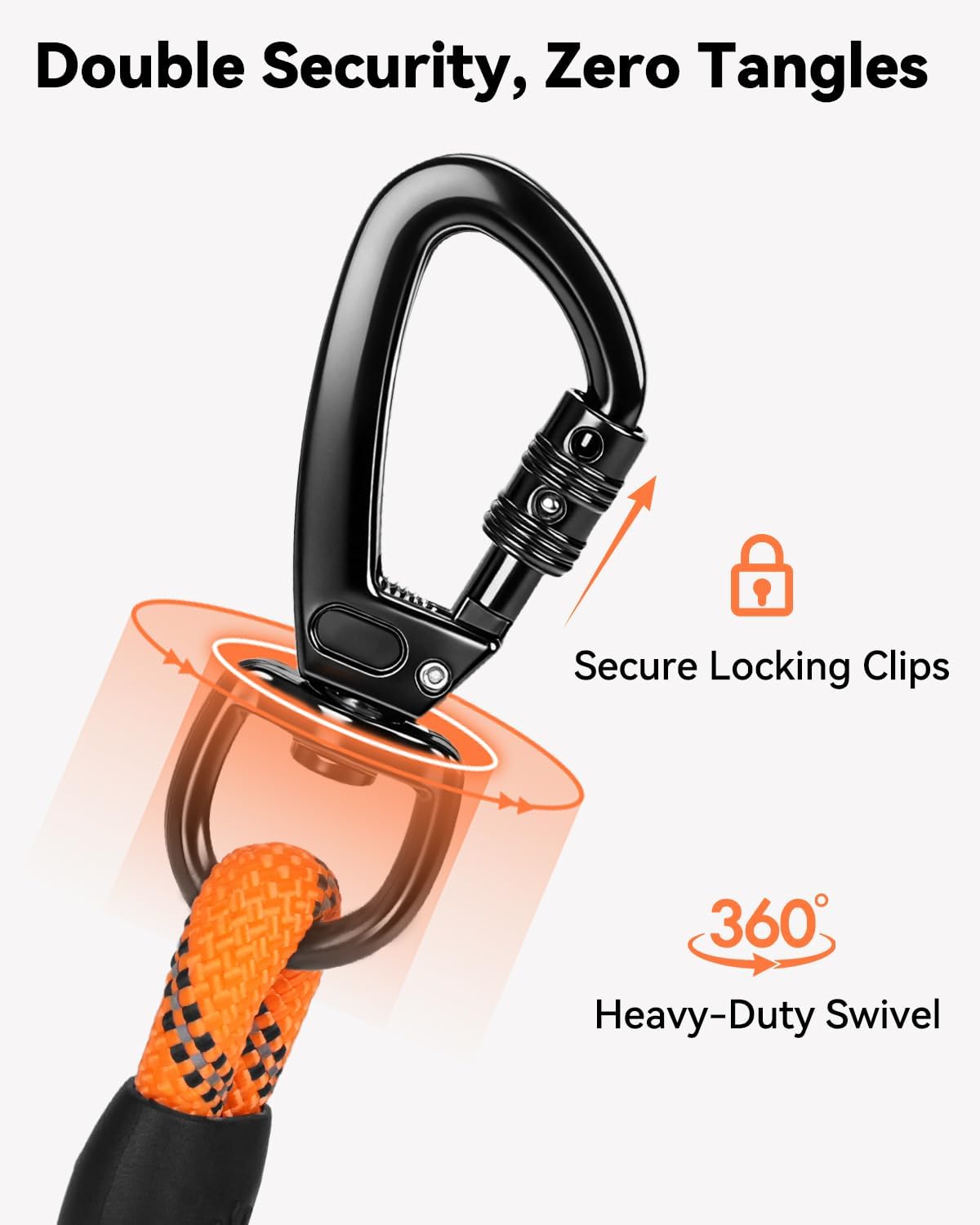 Long Leash for Dog with Removable Padded Handle, Heavy Duty Lead Large Medium Dogs,15FT/30FT/50FT/65FT Reflective Training Play, Camping, Backyard Tie Out, Orange, 30FT Orange