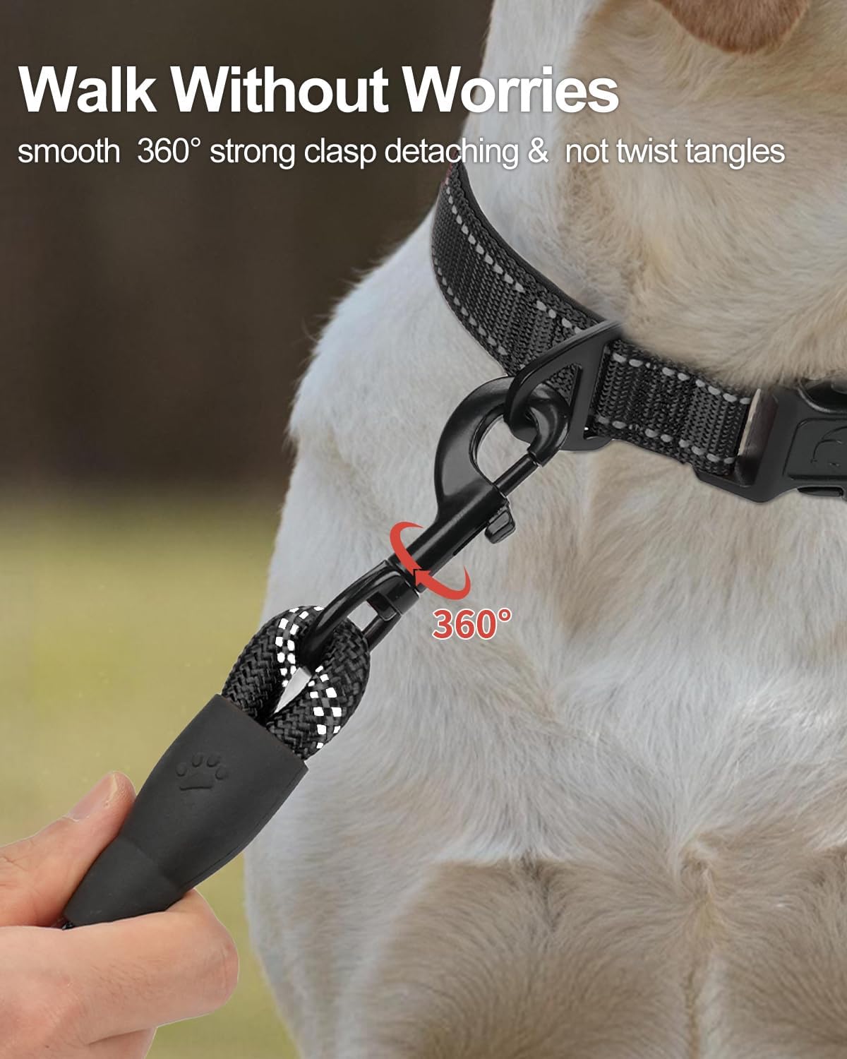 Dog Leash for Large Dogs, Heavy Duty Nylon Leashes with Comfortable Padded Handle and Highly Reflective Threads, Ideal Walking Training, Black, 6'×1/2'' Black 6FT×1/2'' 20 120 lbs