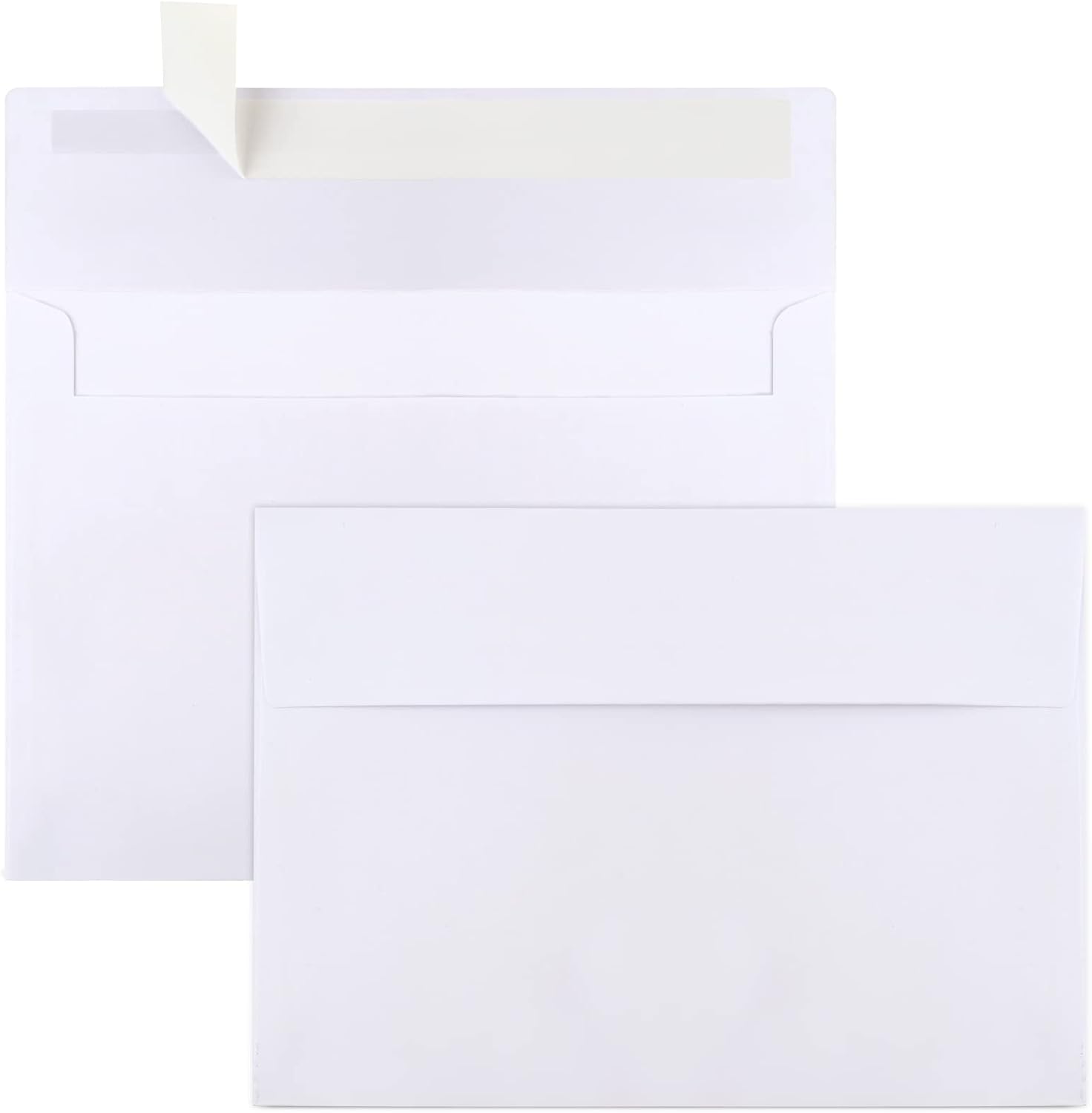 50 Packs 5x7 Envelopes, White A7 Envelopes for Invitations, Printable, Self Seal Weddings, Photos, Postcards, Greeting Cards, Mailing 5.25x7.25in