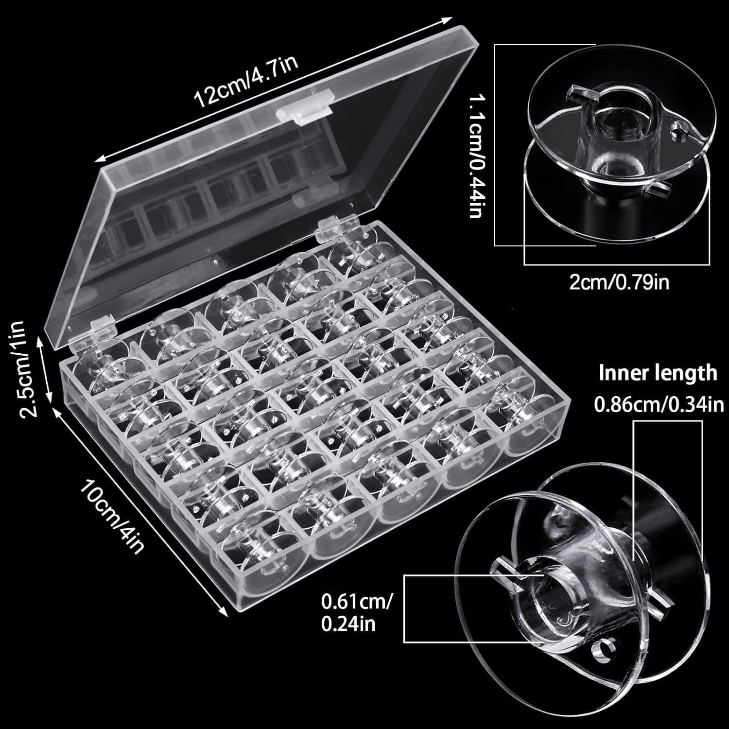 50 Pcs Bobbins, Plastic Bobbins for Brother Sewing Machine, with Bobbin Case, Sin-ger/Bro-Ther, Singer Machine - PCS