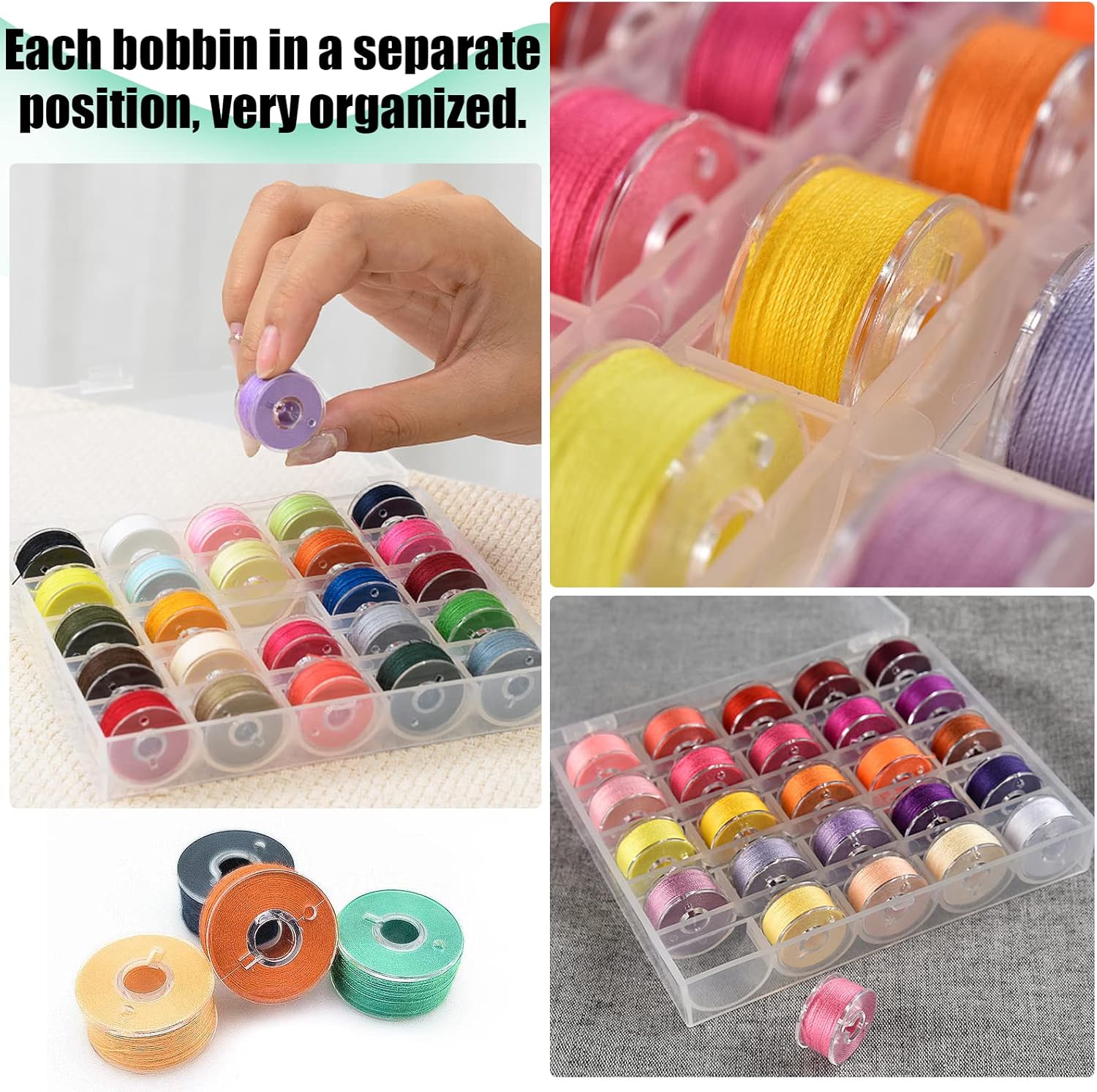 50 Pcs Bobbins, Plastic Bobbins for Brother Sewing Machine, with Bobbin Case, Sin-ger/Bro-Ther, Singer Machine - PCS