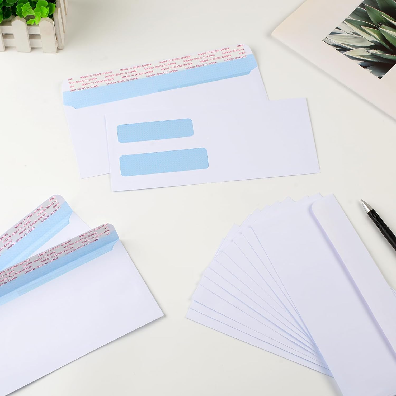#10 Window Envelopes 72P, Double Self Seal for Invoices, Statements and Business Checks, Size 4-1/8 x 9-1/2 Inches White -