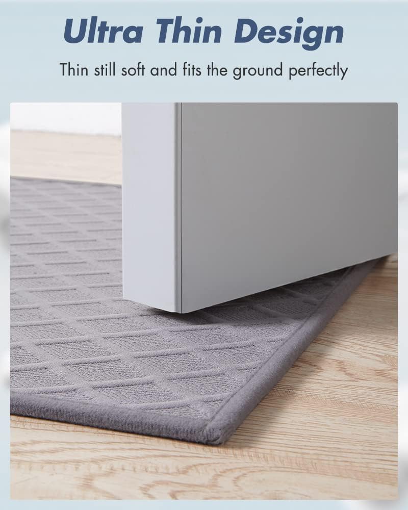 Ultra Thin Bath Mat, Rubber Backed Mats for Bathroom Non Slip, Absorbent Mat Floor Machine Washable Rugs, Shower, Sink 17"x28", Grey Grey 17"x28"