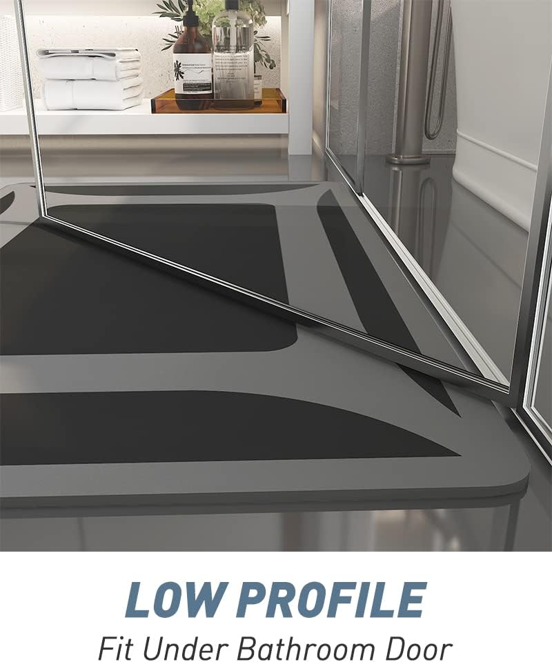-Bath Rug-Quick Dry Absorbent Rubber Backed Thin Bathroom Rugs Fit Under Door-Bath Mats for Floor Mat in Front of Sink-Shower Rug 17"X27.5" Dark Grey 1'6" x 2'3" Rectangular