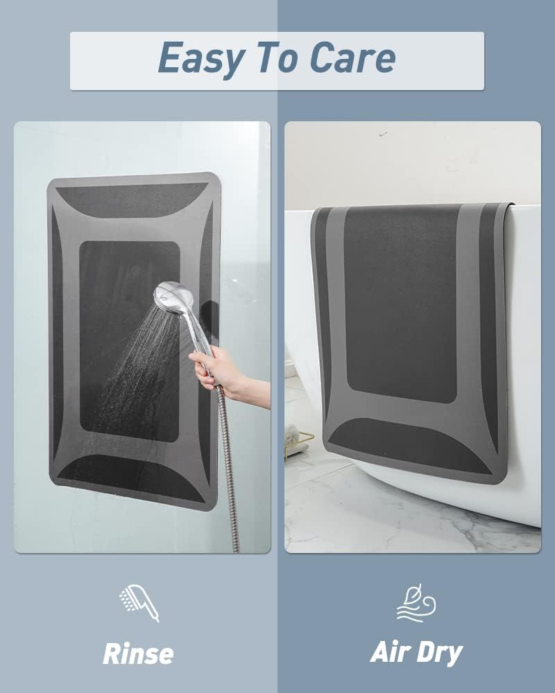 -Bath Rug-Quick Dry Absorbent Rubber Backed Thin Bathroom Rugs Fit Under Door-Bath Mats for Floor Mat in Front of Sink-Shower Rug 17"X27.5" Dark Grey 1'6" x 2'3" Rectangular