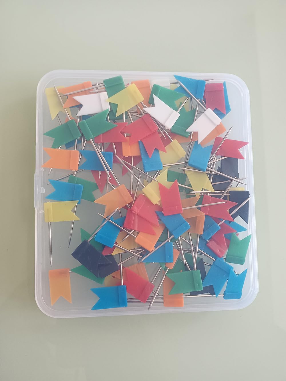 100PCS Map Flag Push Pins, Colorful Tacks with Steel Points - 7 Colors