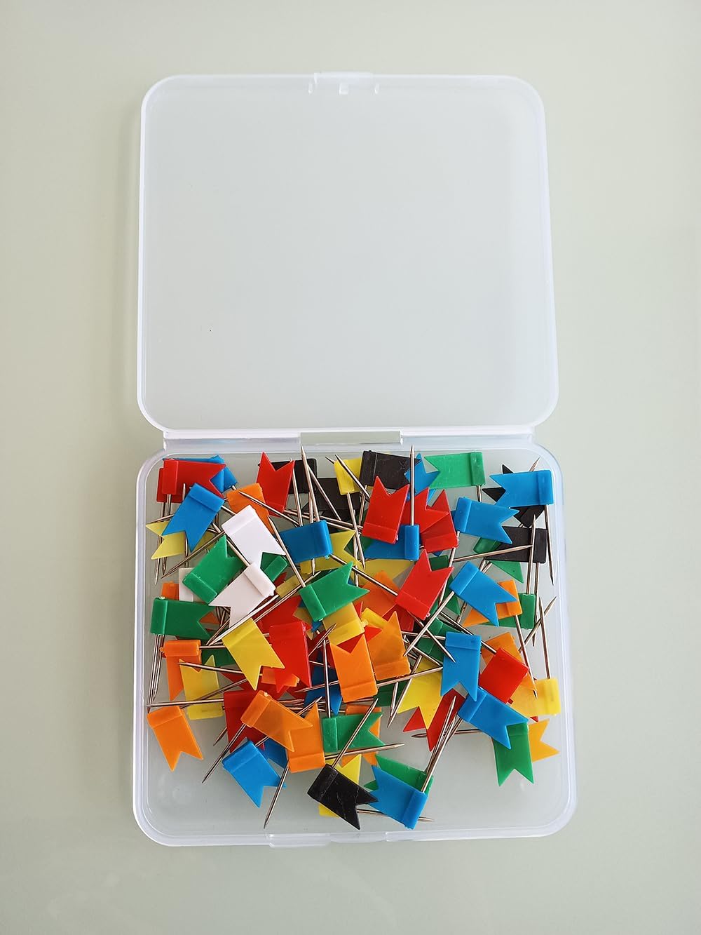 100PCS Map Flag Push Pins, Colorful Tacks with Steel Points - 7 Colors