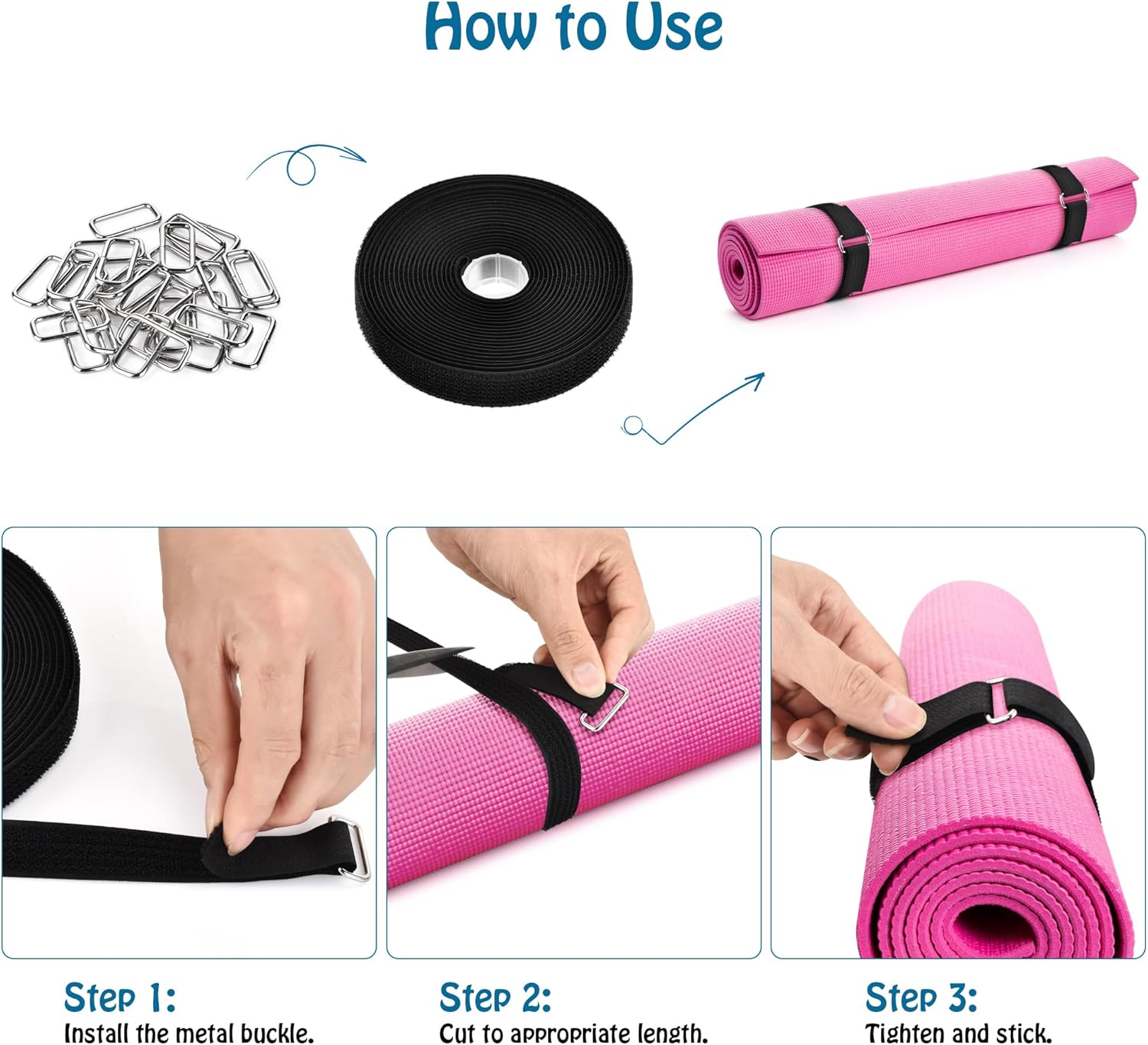 0.75"x19.7ft Hook and Loop Straps with 30 Buckles Adjustable Cut-to-Length Cable Ties - Reusable Nylon Fastening Tape for Storage or Organization 0.75in x 19.7ft 0.75in 19.7ft