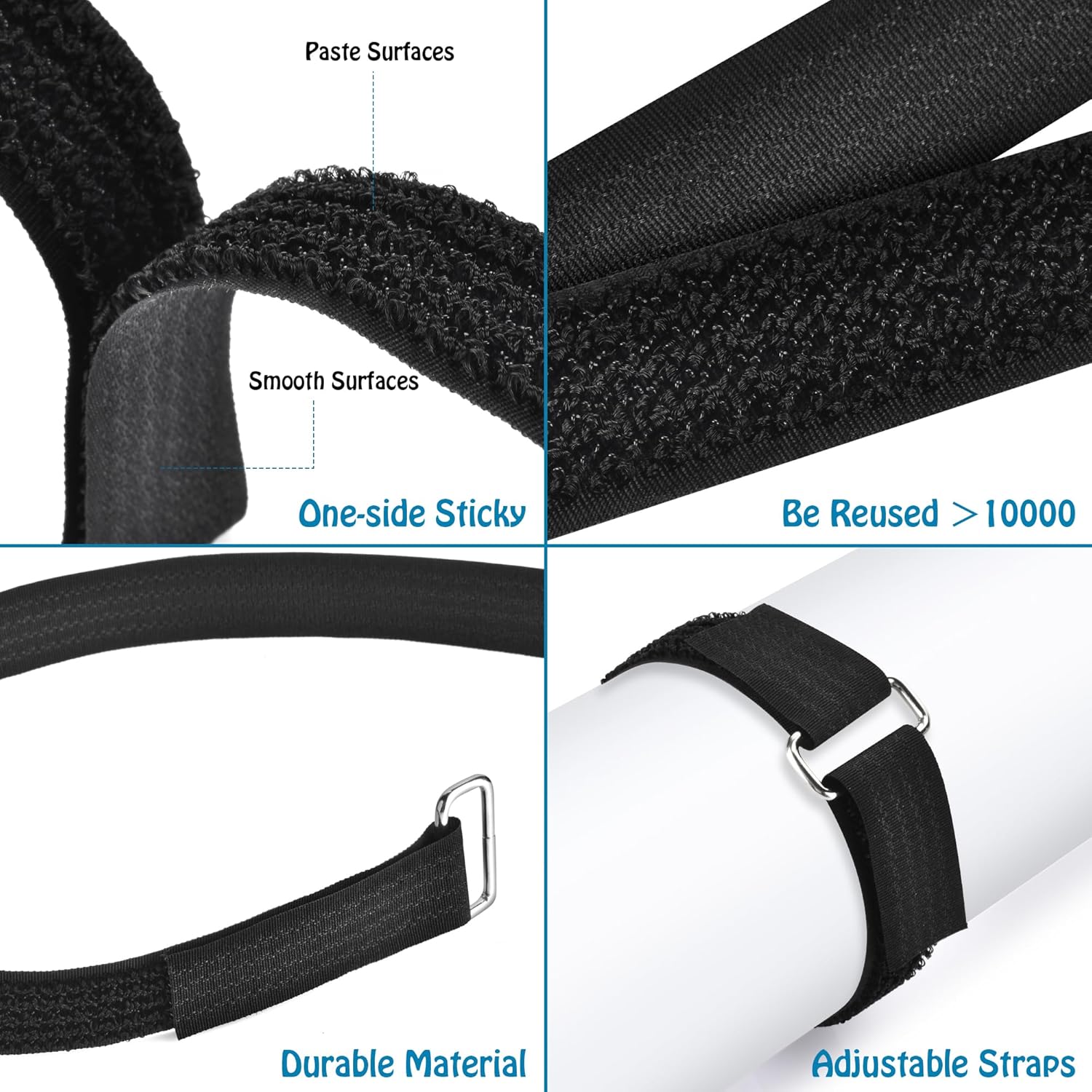 0.75"x19.7ft Hook and Loop Straps with 30 Buckles Adjustable Cut-to-Length Cable Ties - Reusable Nylon Fastening Tape for Storage or Organization 0.75in x 19.7ft 0.75in 19.7ft