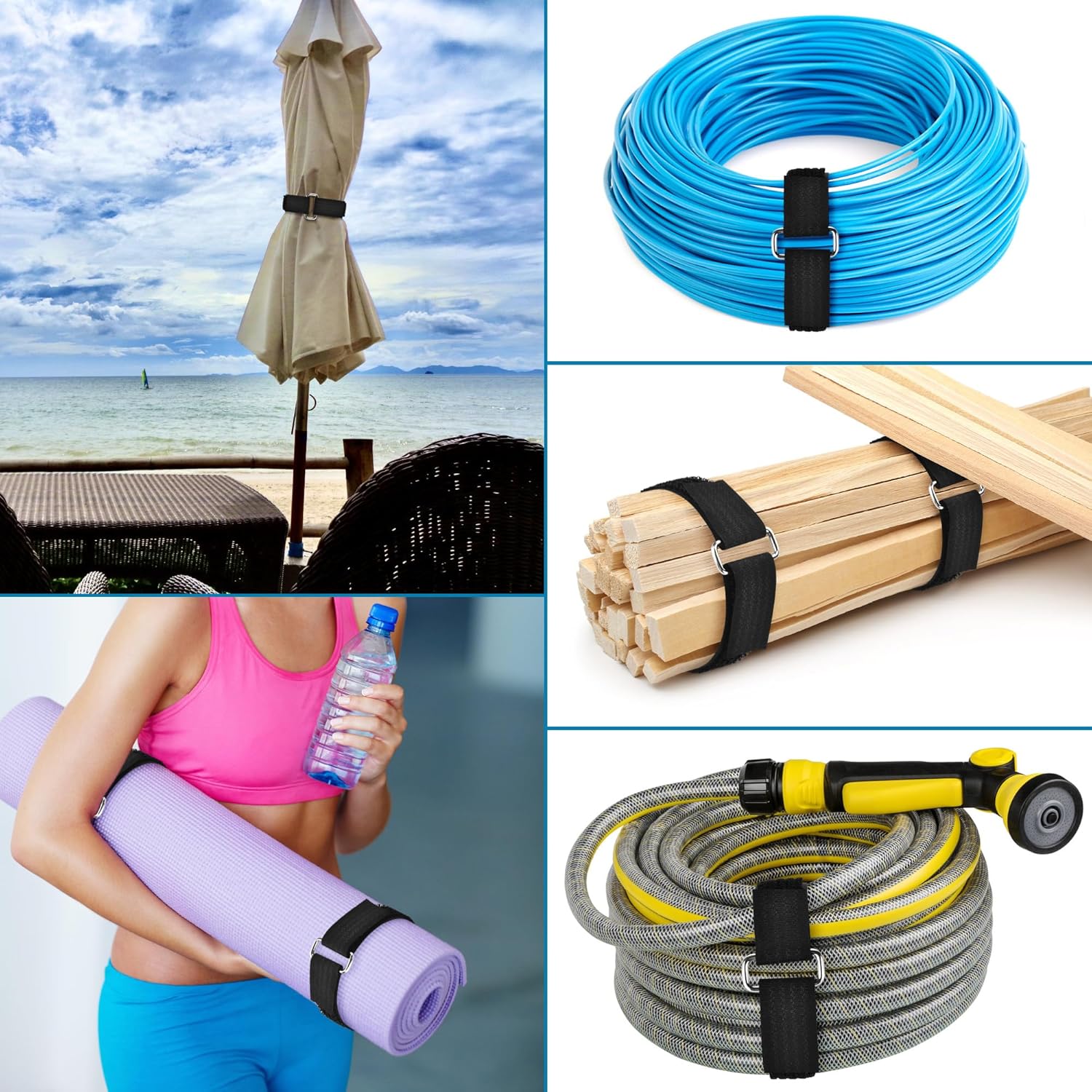 0.75"x19.7ft Hook and Loop Straps with 30 Buckles Adjustable Cut-to-Length Cable Ties - Reusable Nylon Fastening Tape for Storage or Organization 0.75in x 19.7ft 0.75in 19.7ft
