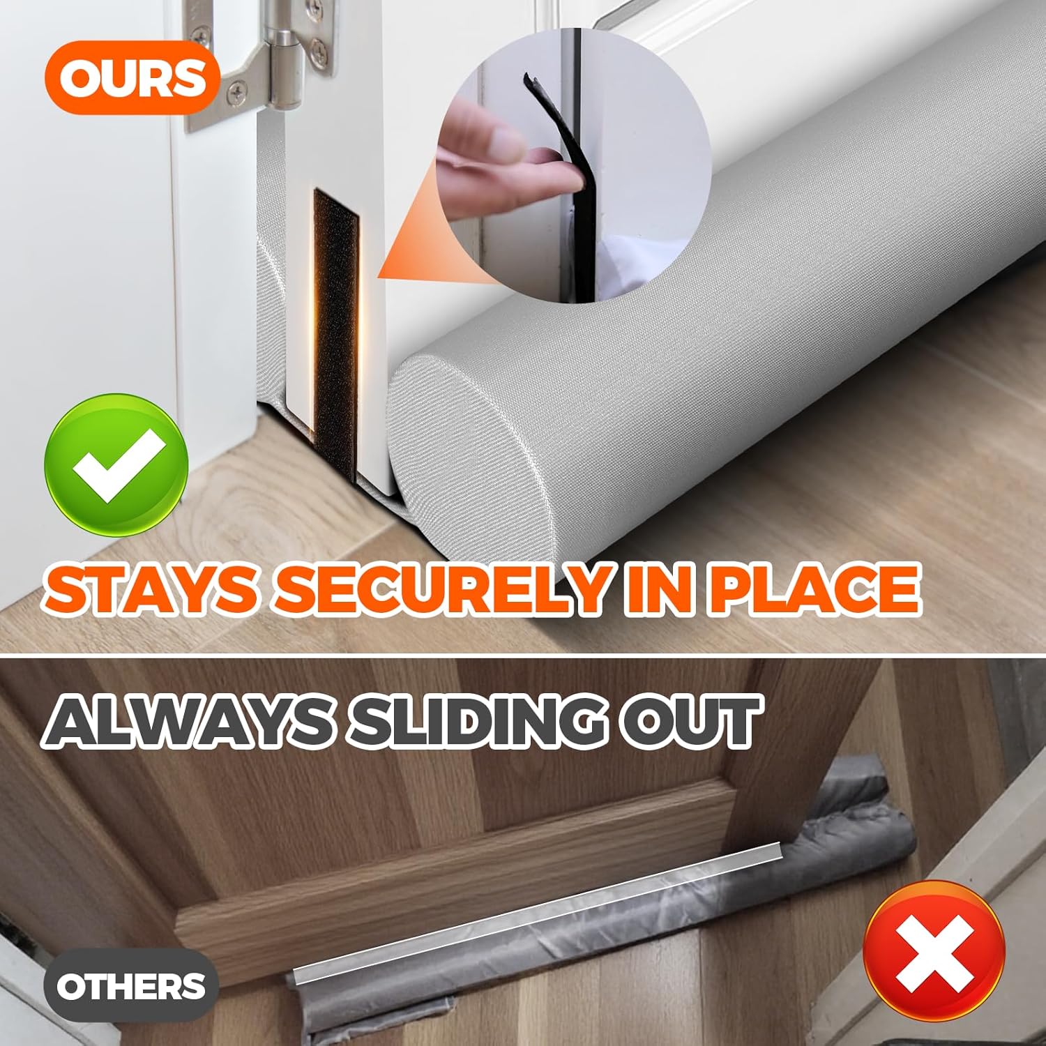 Door Draft Stopper Sweep Weather Stripping Noise Blocker Window Breeze Adjustable Closers, Grey Gray 36 inch
