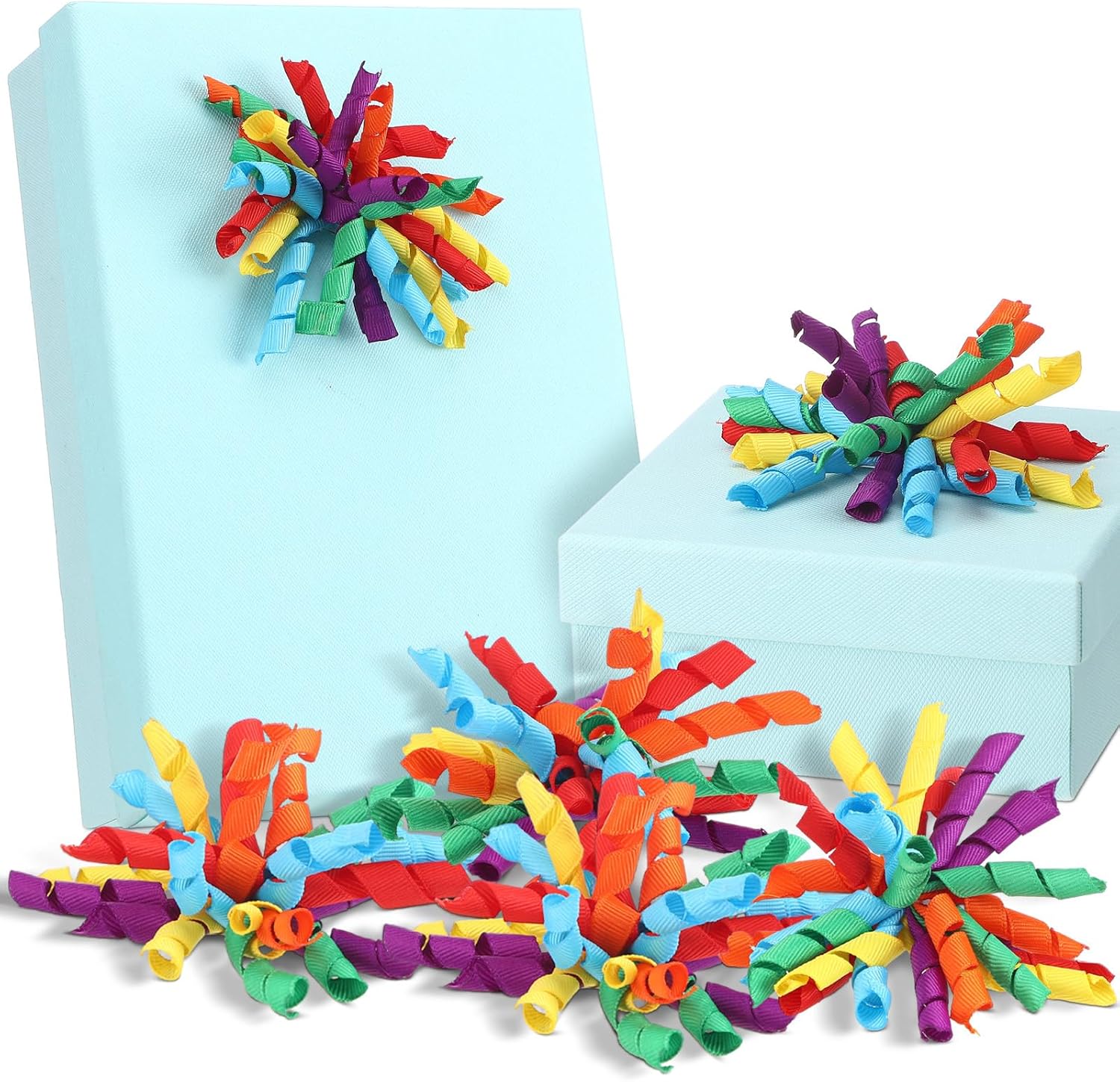 12 Pcs Rainbow Curly Bows Colorful for Gift Wrapping Self-Adhesive Bow Presents Wine Bottle Ribbon Birthday Wedding Bridal Shower Holiday Party Favors 4.5-5 x in LxW