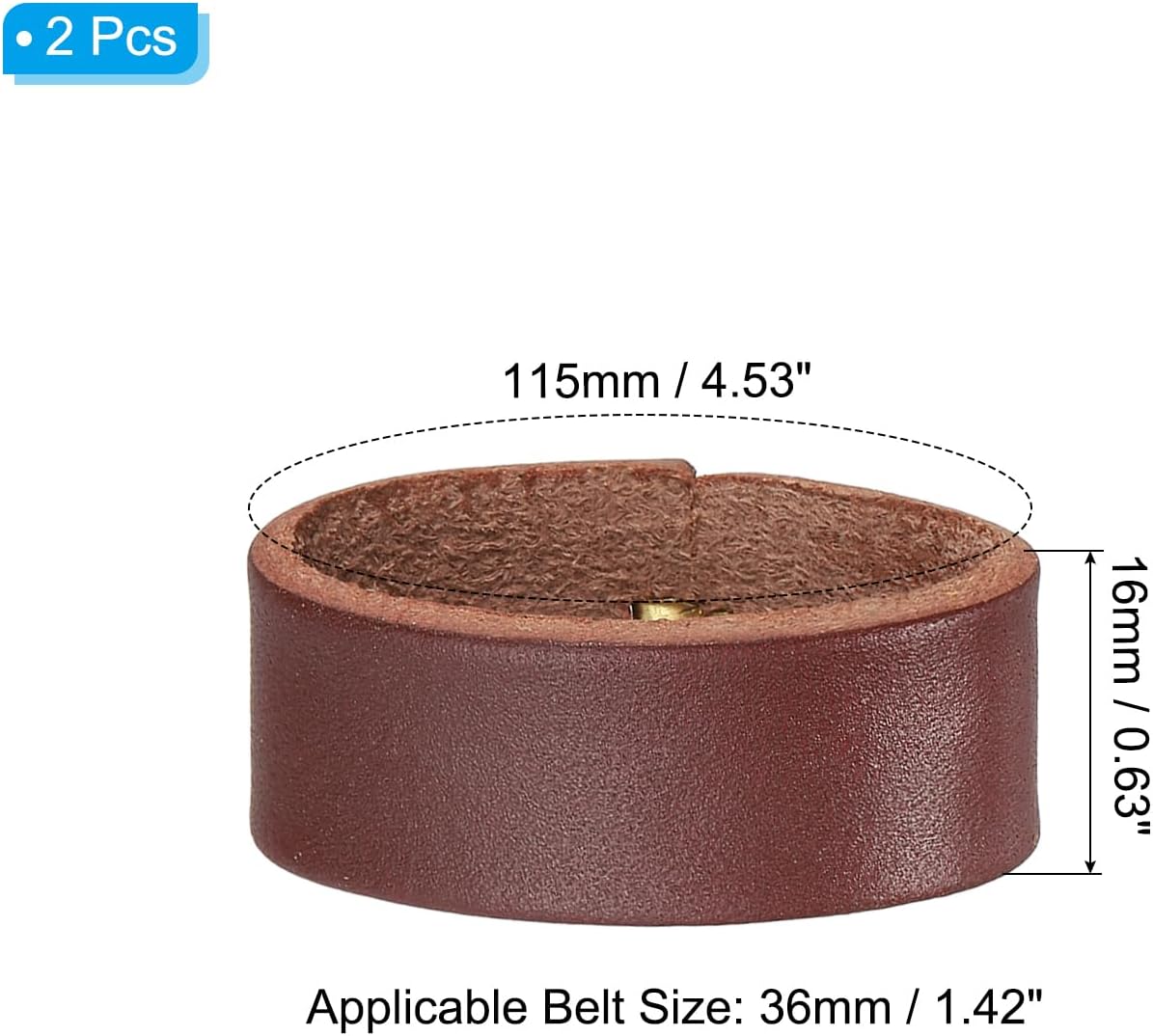 Leather Loop Keeper, Loops Belt Keeper Retainer Straps Replacement, Reddish Brown 1.5"/1.6"